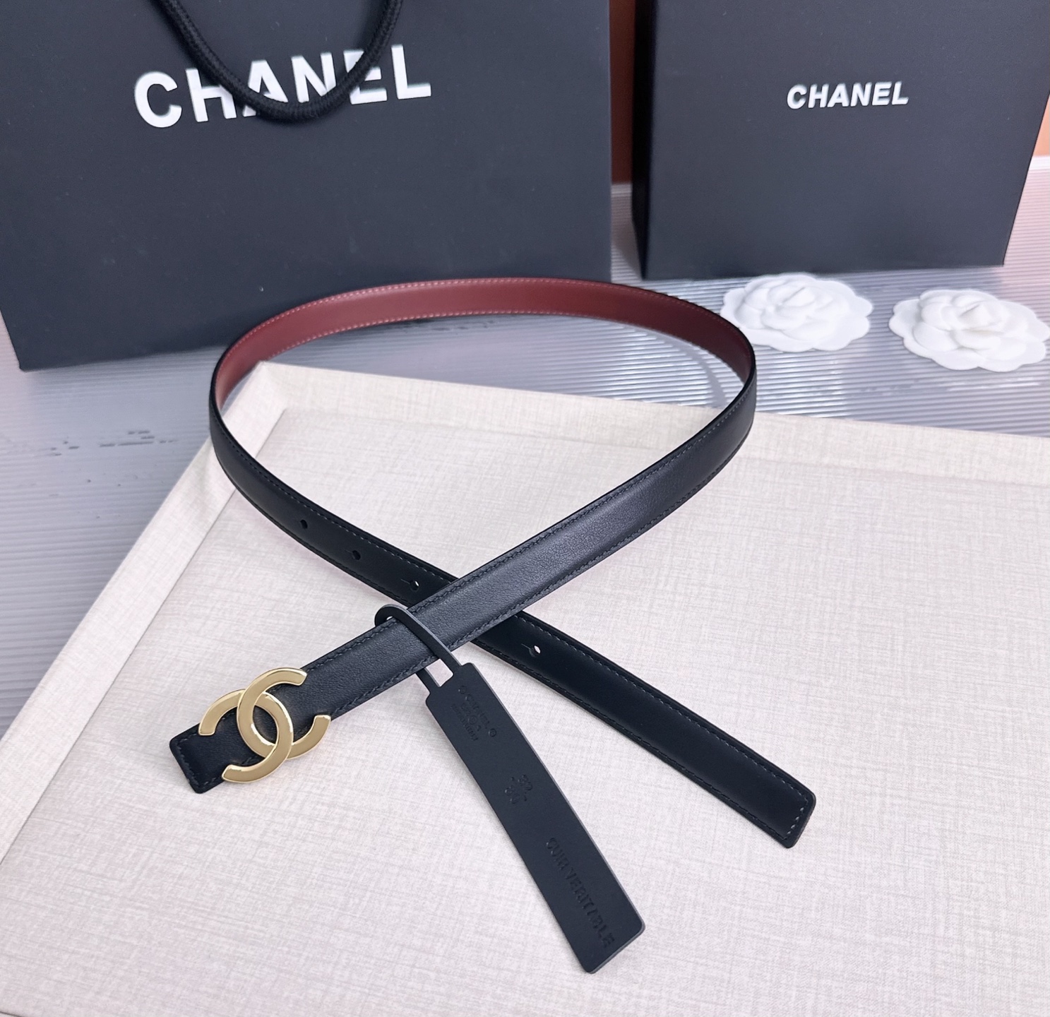 💥💥💥2.0cm香奈儿CHANEL腰带，双面头层牛皮，长度：75.80.85.90.95.100.欧，铜五金扣开模定制