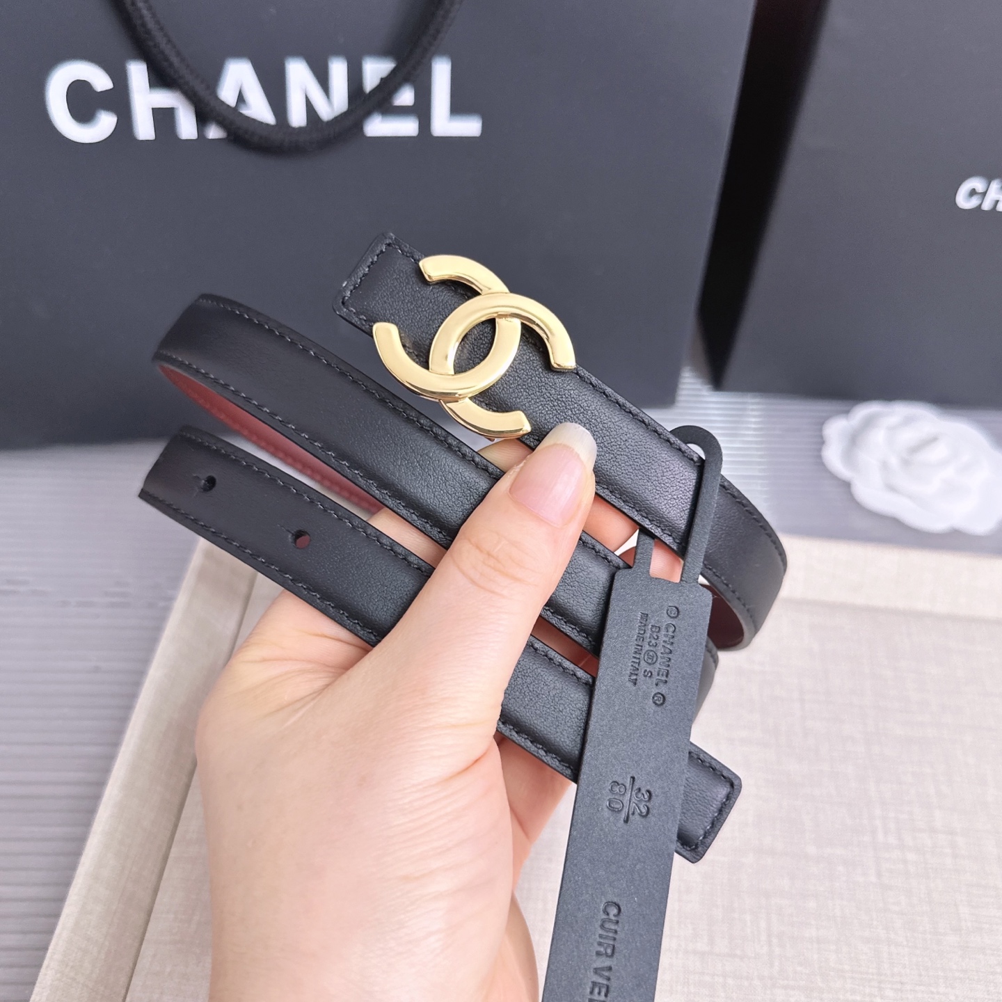 💥💥💥2.0cm香奈儿CHANEL腰带，双面头层牛皮，长度：75.80.85.90.95.100.欧，铜五金扣开模定制