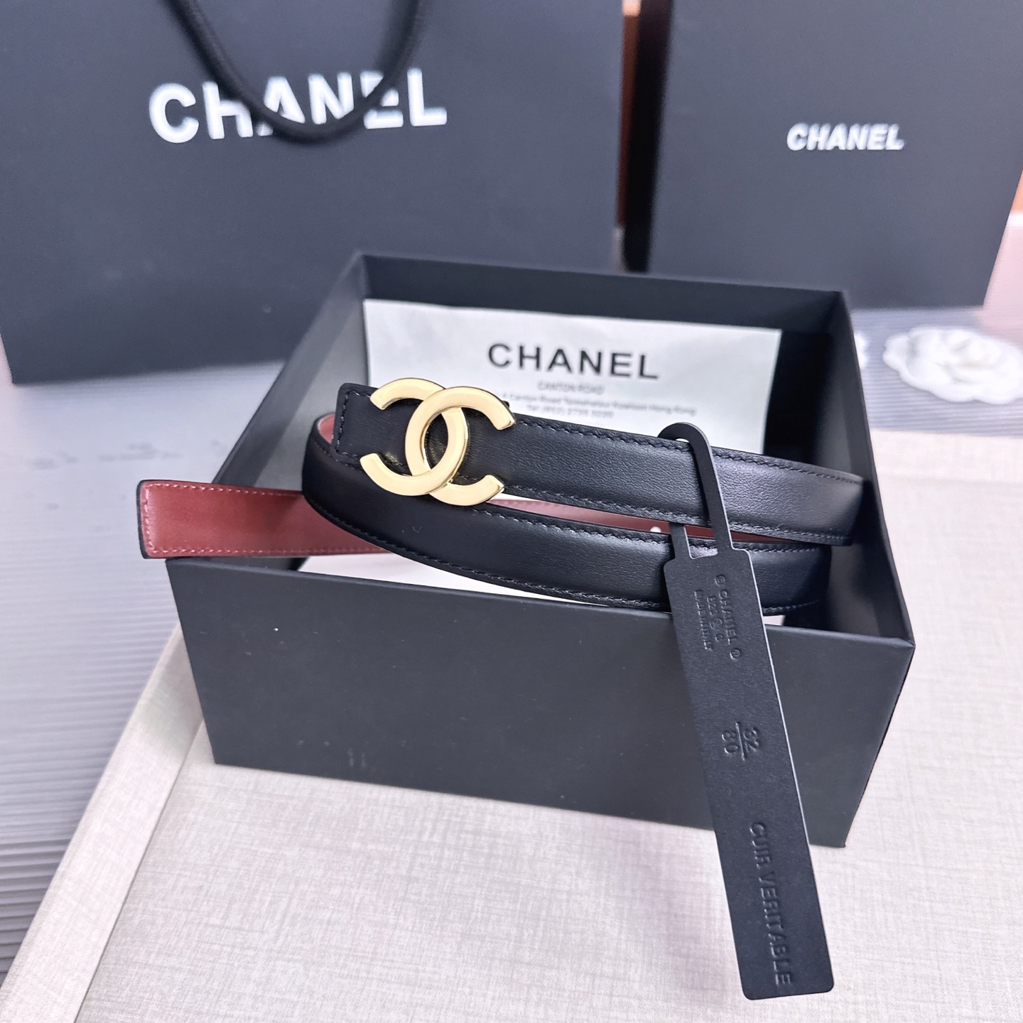 💥💥💥2.0cm香奈儿CHANEL腰带，双面头层牛皮，长度：75.80.85.90.95.100.欧，铜五金扣开模定制