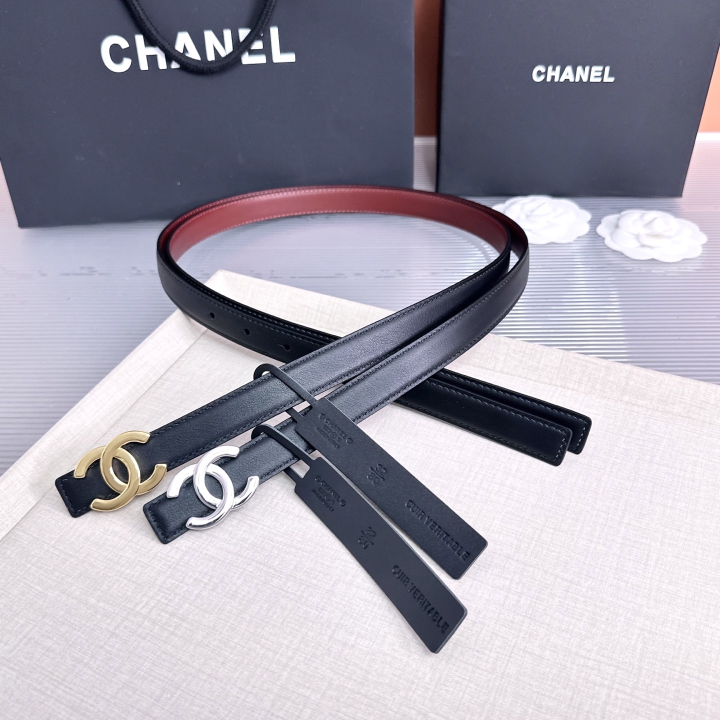 💥💥💥2.0cm香奈儿CHANEL腰带，双面头层牛皮，长度：75.80.85.90.95.100.欧，铜五金扣开模定制