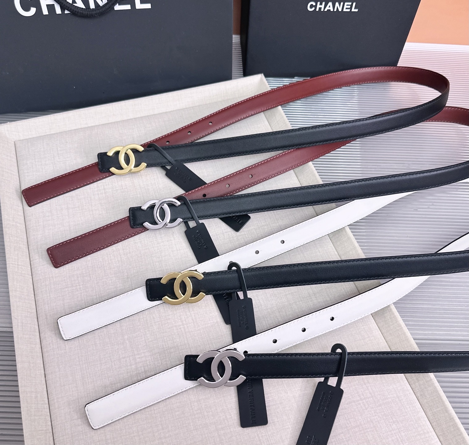 💥💥💥2.0cm香奈儿CHANEL腰带，双面头层牛皮，长度：75.80.85.90.95.100.欧，铜五金扣开模定制