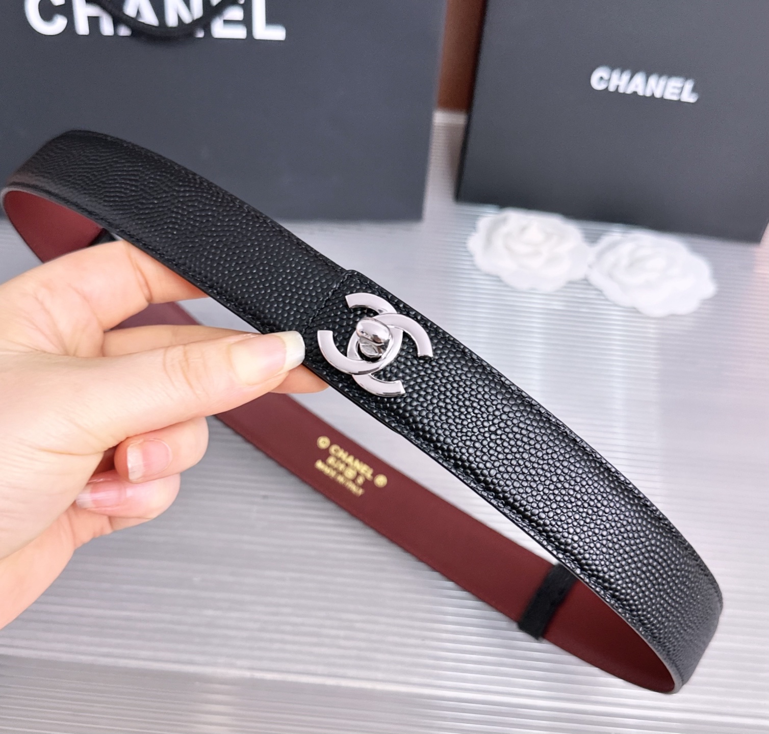 💥💥💥3.0cm香奈儿CHANEL腰带，双面头层牛皮，长度:均码:可自行调节，转动铜五金扣开模定制💥💥💥