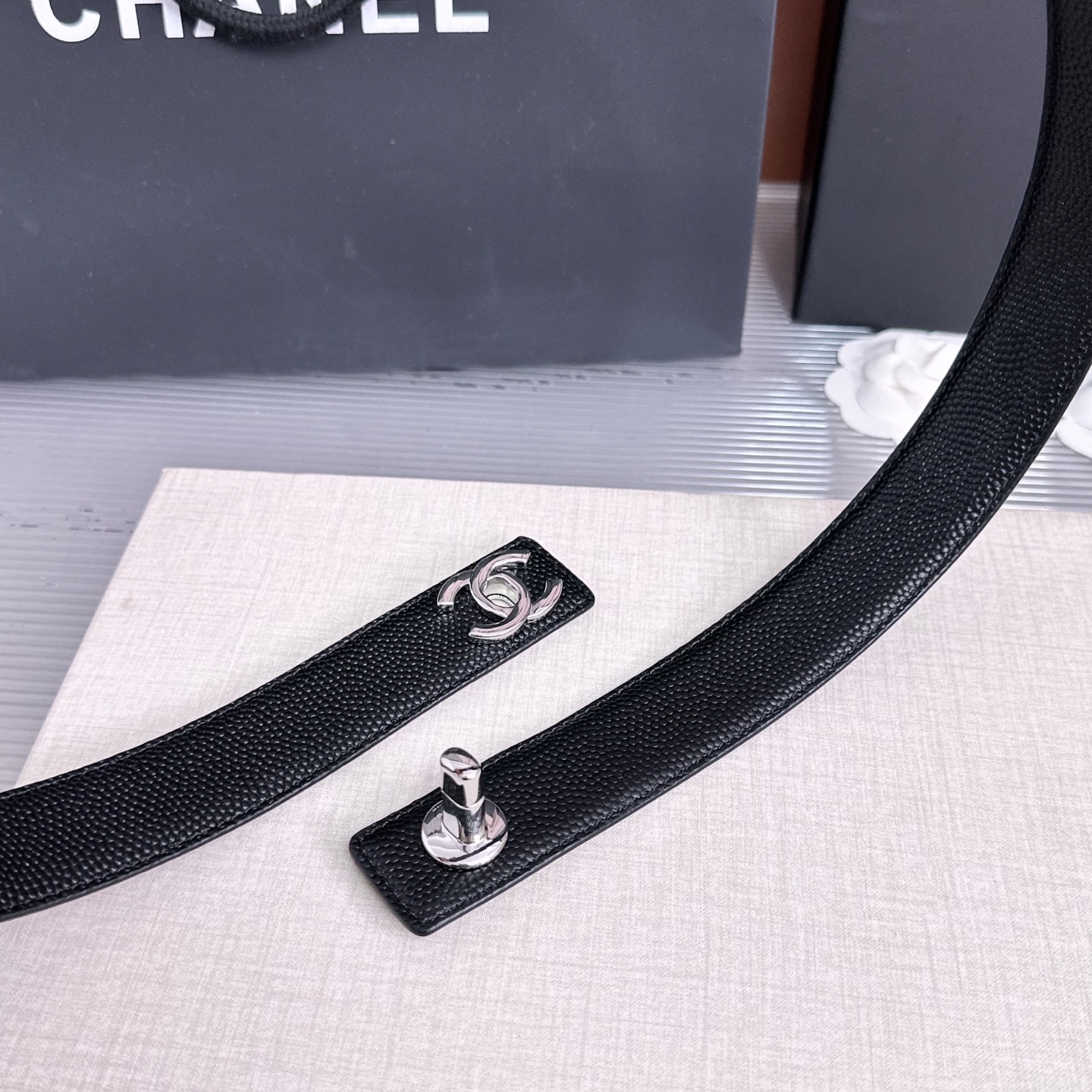 💥💥💥3.0cm香奈儿CHANEL腰带，双面头层牛皮，长度:均码:可自行调节，转动铜五金扣开模定制💥💥💥