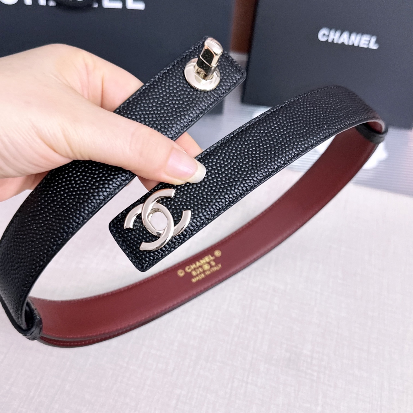 💥💥💥3.0cm香奈儿CHANEL腰带，双面头层牛皮，长度:均码:可自行调节，转动铜五金扣开模定制💥💥💥