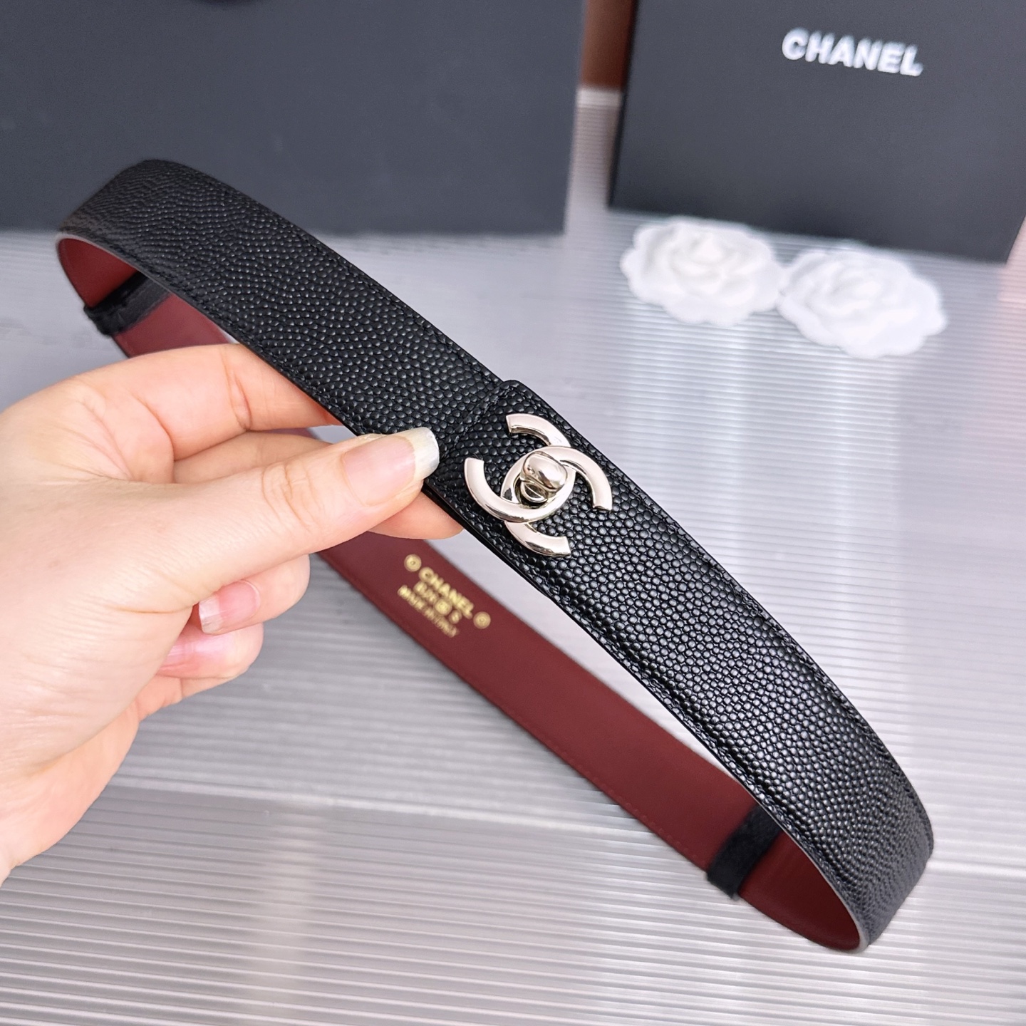 💥💥💥3.0cm香奈儿CHANEL腰带，双面头层牛皮，长度:均码:可自行调节，转动铜五金扣开模定制💥💥💥