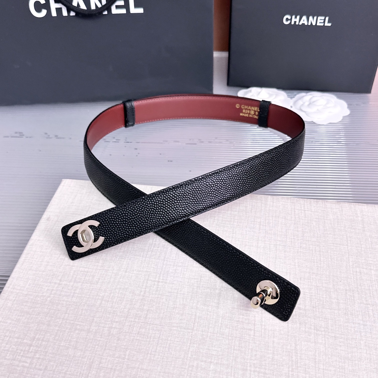 💥💥💥3.0cm香奈儿CHANEL腰带，双面头层牛皮，长度:均码:可自行调节，转动铜五金扣开模定制💥💥💥