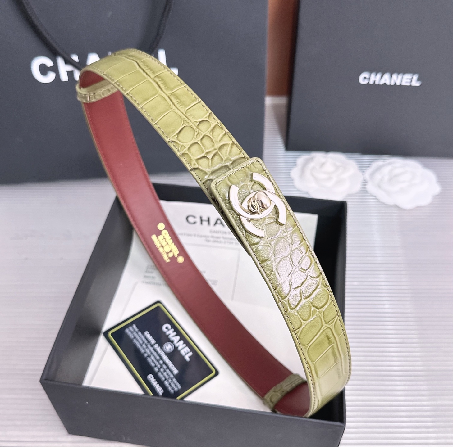 💥💥💥3.0cm香奈儿CHANEL腰带，双面头层牛皮，长度:均码:可自行调节，转动铜五金扣开模定制💥💥💥
