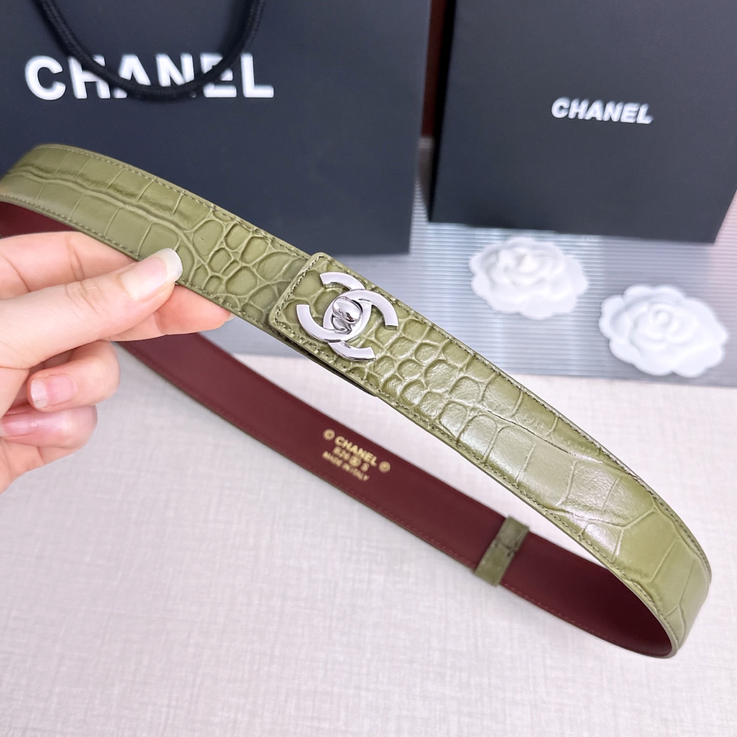 💥💥💥3.0cm香奈儿CHANEL腰带，双面头层牛皮，长度:均码:可自行调节，转动铜五金扣开模定制💥💥💥