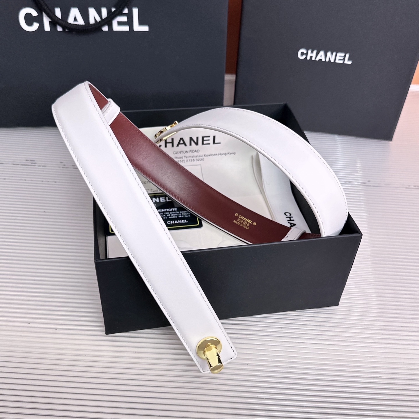 💥💥💥3.0cm香奈儿CHANEL腰带，双面头层牛皮，长度:均码:可自行调节，转动铜五金扣开模定制💥💥💥