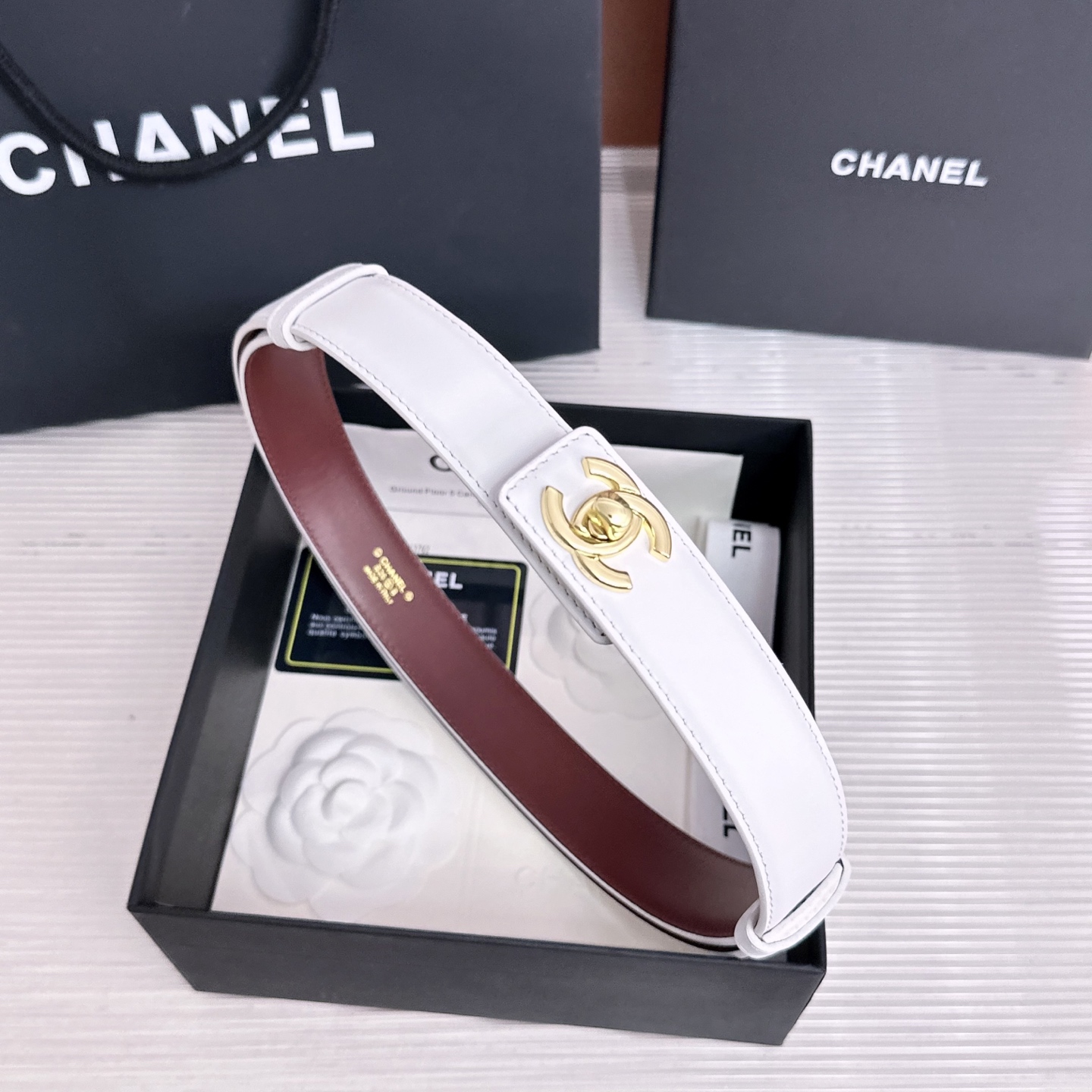 💥💥💥3.0cm香奈儿CHANEL腰带，双面头层牛皮，长度:均码:可自行调节，转动铜五金扣开模定制💥💥💥