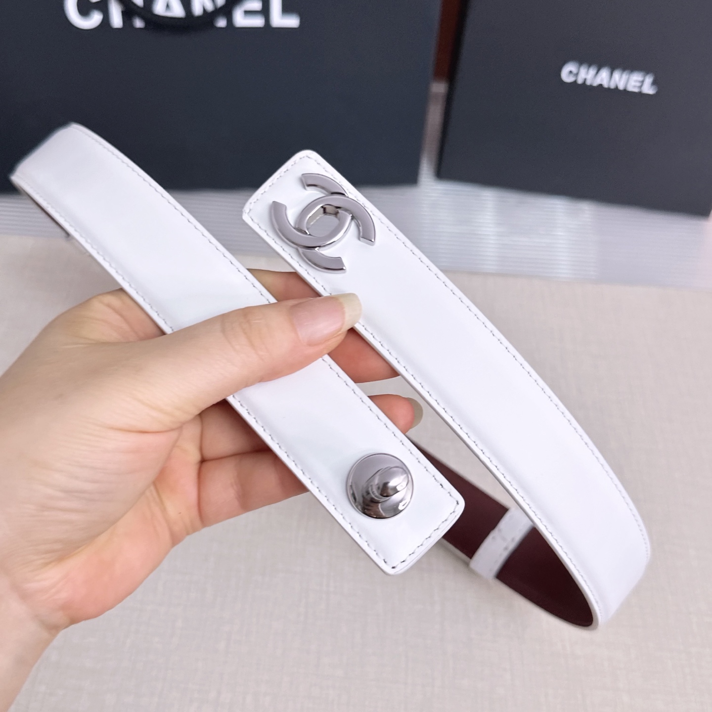 💥💥💥3.0cm香奈儿CHANEL腰带，双面头层牛皮，长度:均码:可自行调节，转动铜五金扣开模定制💥💥💥