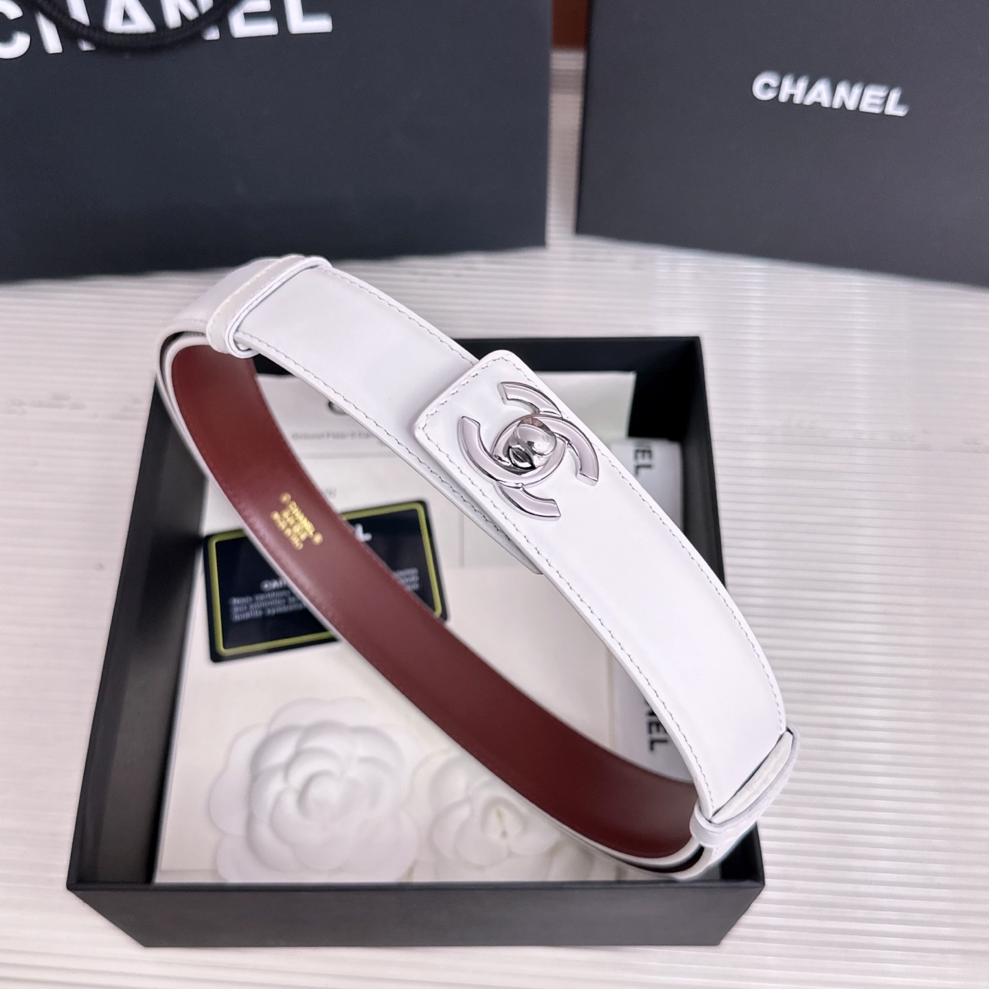 💥💥💥3.0cm香奈儿CHANEL腰带，双面头层牛皮，长度:均码:可自行调节，转动铜五金扣开模定制💥💥💥