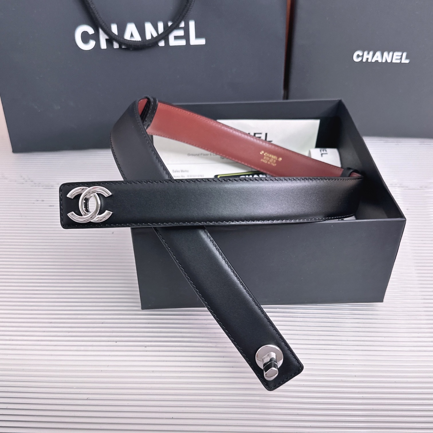 💥💥💥3.0cm香奈儿CHANEL腰带，双面头层牛皮，长度:均码:可自行调节，转动铜五金扣开模定制💥💥💥