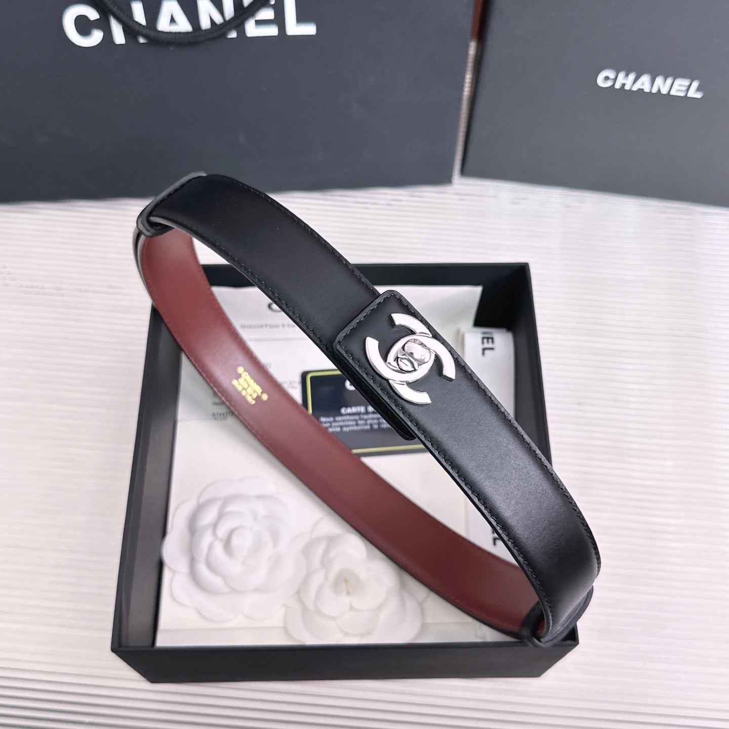 💥💥💥3.0cm香奈儿CHANEL腰带，双面头层牛皮，长度:均码:可自行调节，转动铜五金扣开模定制💥💥💥