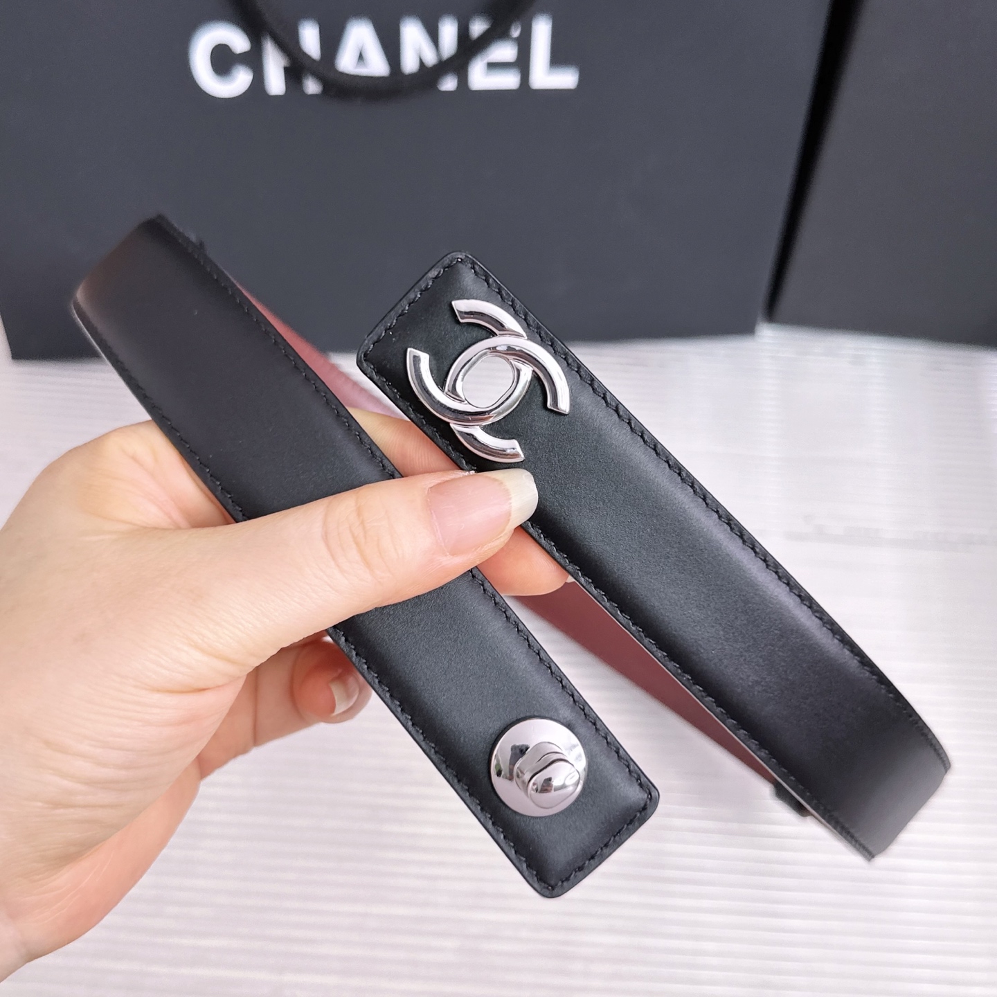 💥💥💥3.0cm香奈儿CHANEL腰带，双面头层牛皮，长度:均码:可自行调节，转动铜五金扣开模定制💥💥💥