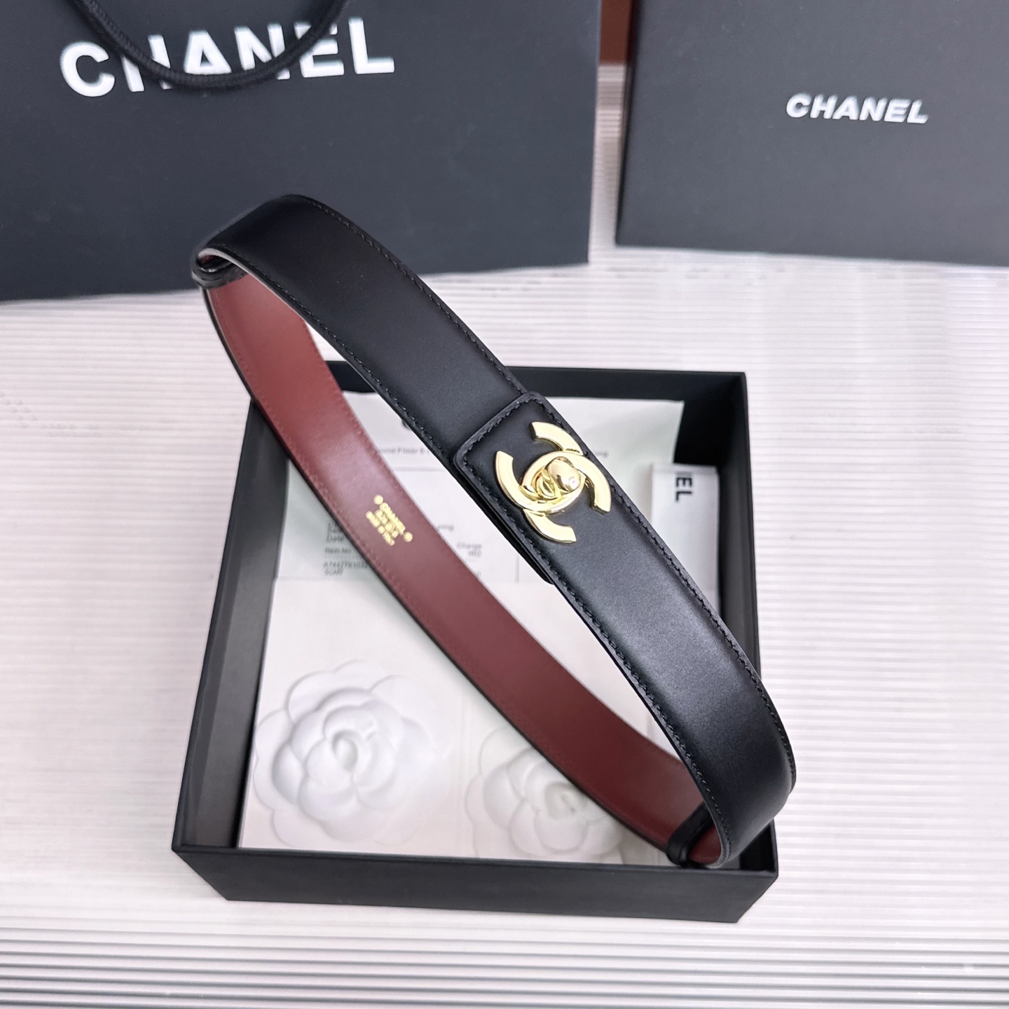💥💥💥3.0cm香奈儿CHANEL腰带，双面头层牛皮，长度:均码:可自行调节，转动铜五金扣开模定制💥💥💥