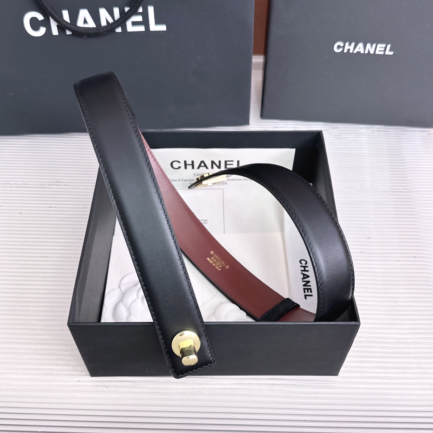 💥💥💥3.0cm香奈儿CHANEL腰带，双面头层牛皮，长度:均码:可自行调节，转动铜五金扣开模定制💥💥💥