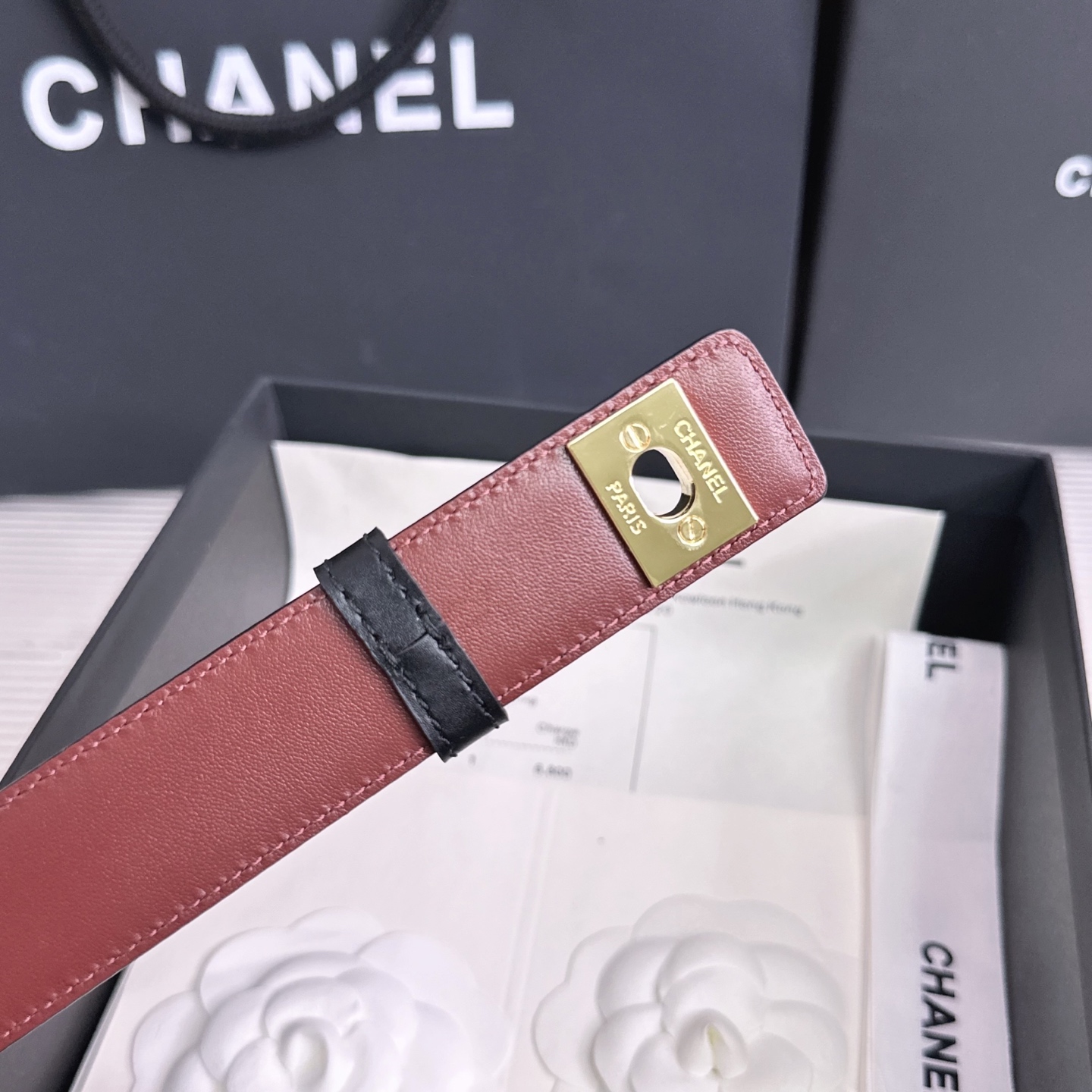 💥💥💥3.0cm香奈儿CHANEL腰带，双面头层牛皮，长度:均码:可自行调节，转动铜五金扣开模定制💥💥💥