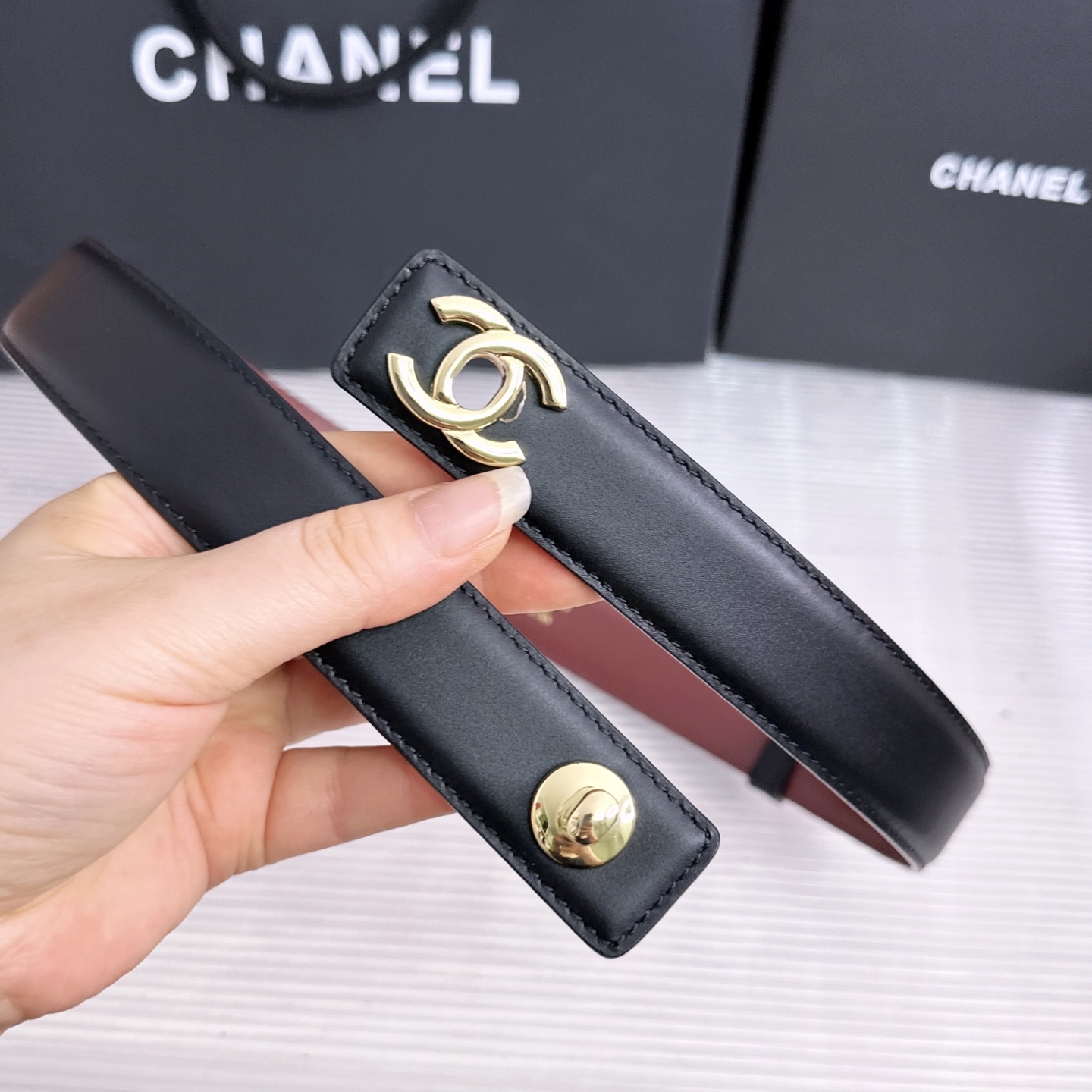 💥💥💥3.0cm香奈儿CHANEL腰带，双面头层牛皮，长度:均码:可自行调节，转动铜五金扣开模定制💥💥💥
