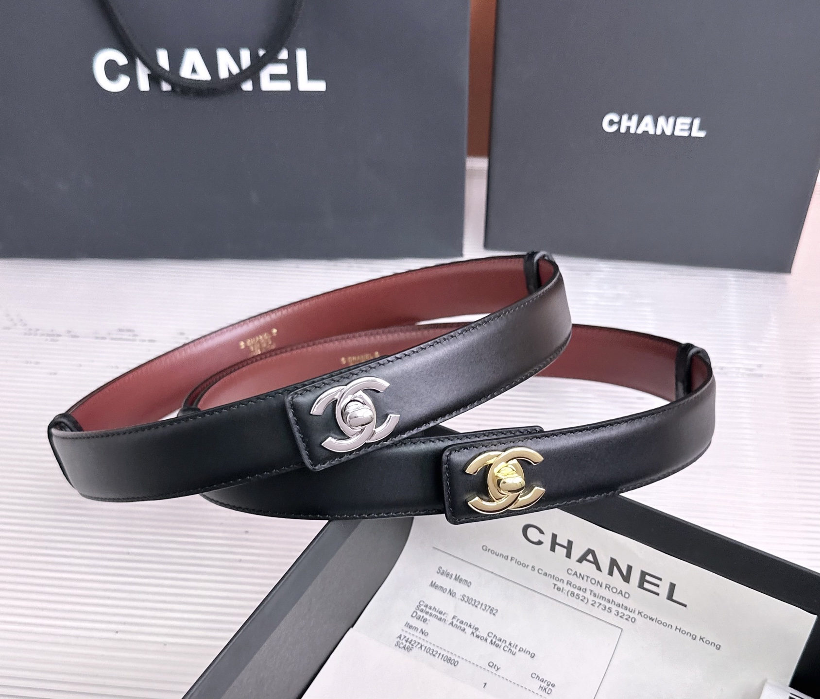 💥💥💥3.0cm香奈儿CHANEL腰带，双面头层牛皮，长度:均码:可自行调节，转动铜五金扣开模定制💥💥💥