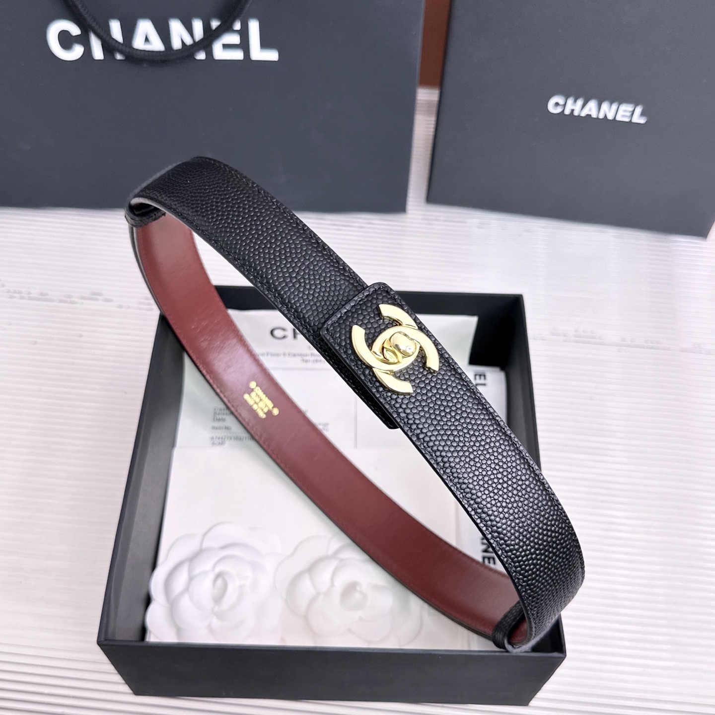 💥💥💥3.0cm香奈儿CHANEL腰带，双面头层牛皮，长度:均码:可自行调节，转动铜五金扣开模定制💥💥💥