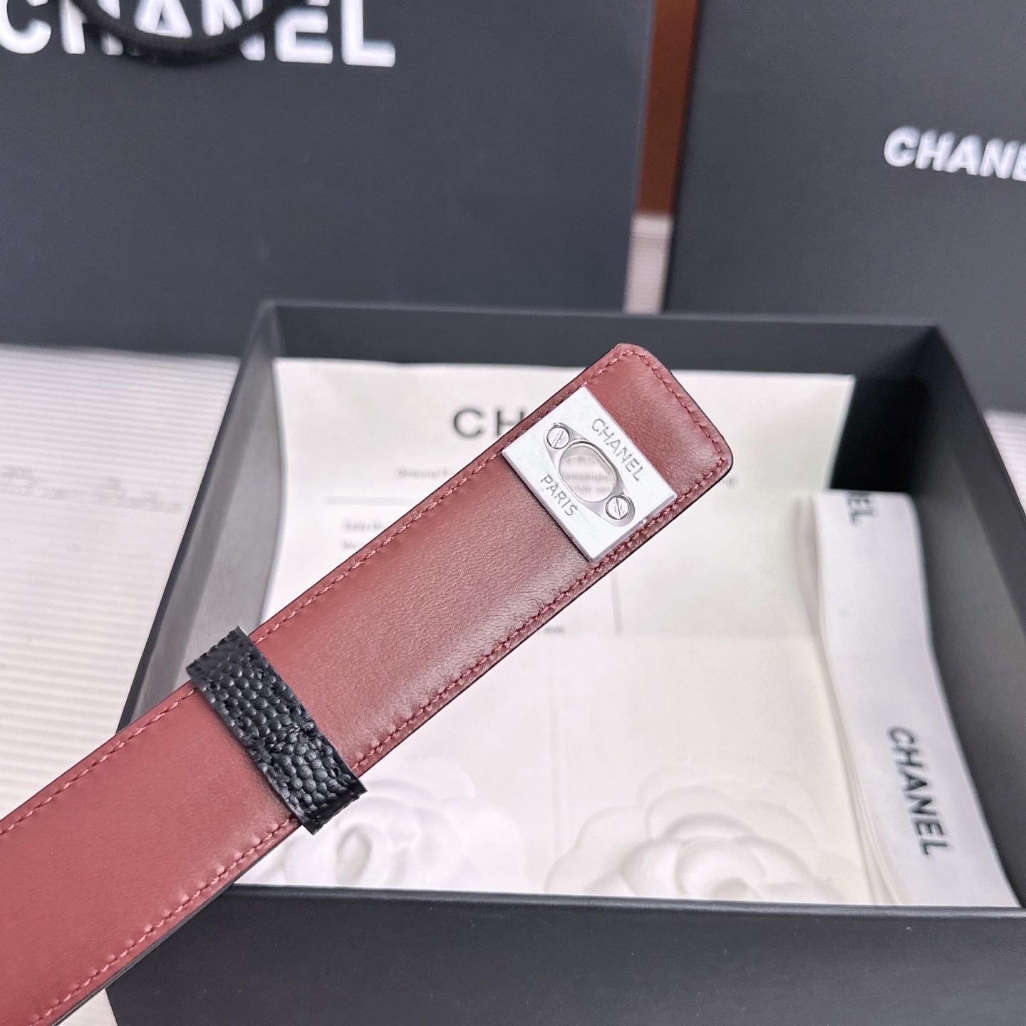 💥💥💥3.0cm香奈儿CHANEL腰带，双面头层牛皮，长度:均码:可自行调节，转动铜五金扣开模定制💥💥💥