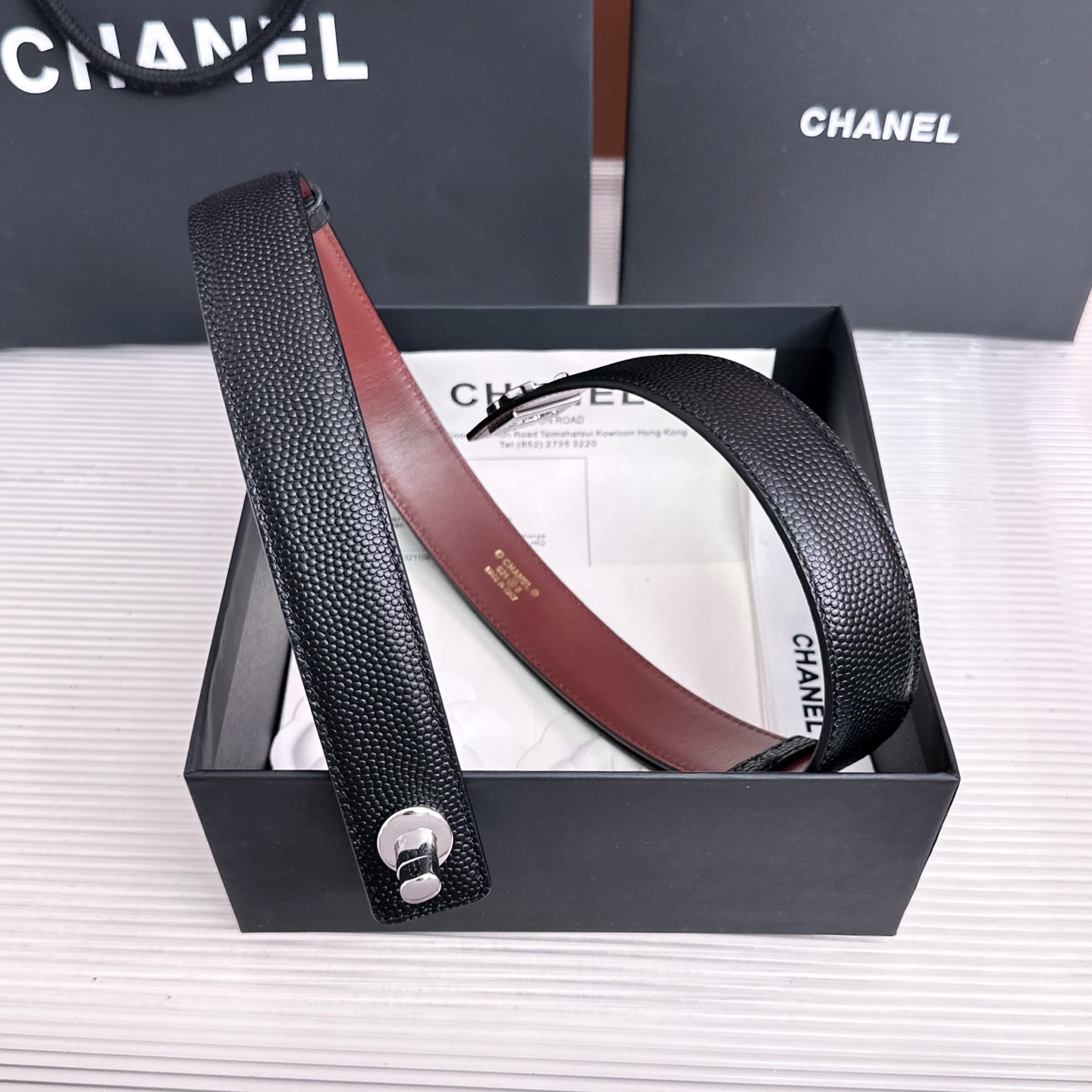 💥💥💥3.0cm香奈儿CHANEL腰带，双面头层牛皮，长度:均码:可自行调节，转动铜五金扣开模定制💥💥💥