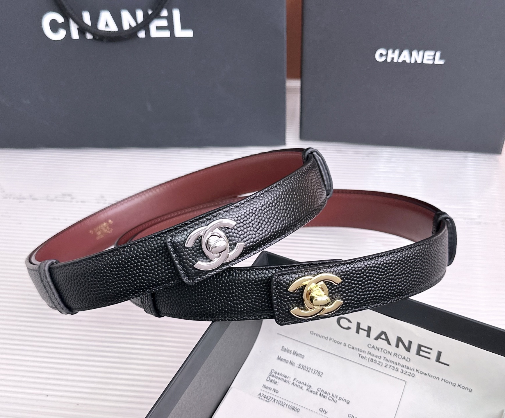 💥💥💥3.0cm香奈儿CHANEL腰带，双面头层牛皮，长度:均码:可自行调节，转动铜五金扣开模定制💥💥💥
