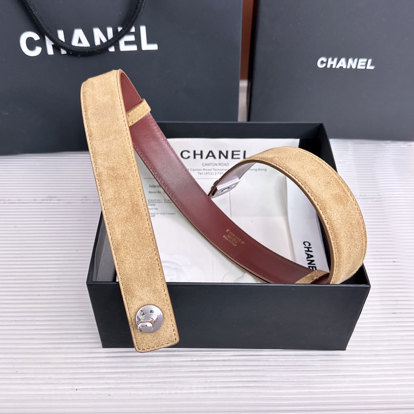 💥💥💥3.0cm香奈儿CHANEL腰带，双面头层牛皮，长度:均码:可自行调节，转动铜五金扣开模定制💥💥💥