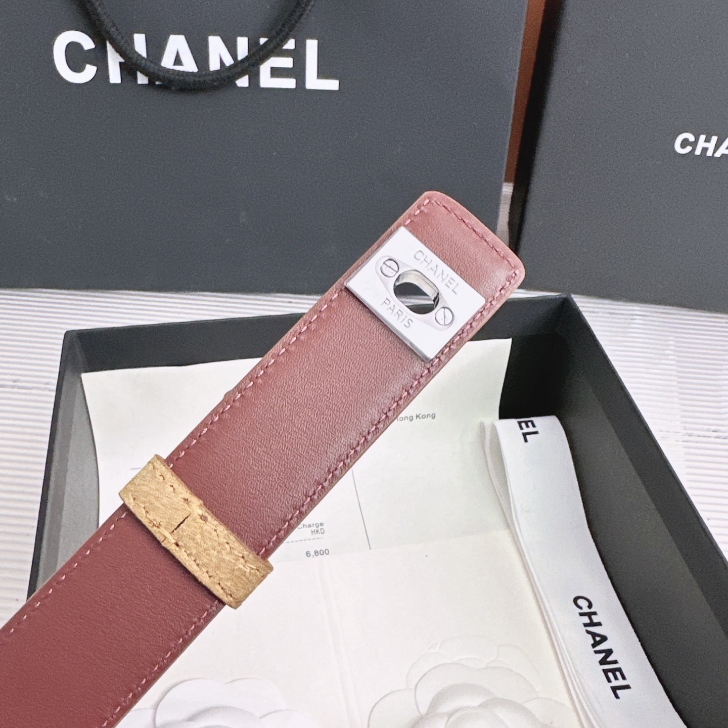 💥💥💥3.0cm香奈儿CHANEL腰带，双面头层牛皮，长度:均码:可自行调节，转动铜五金扣开模定制💥💥💥