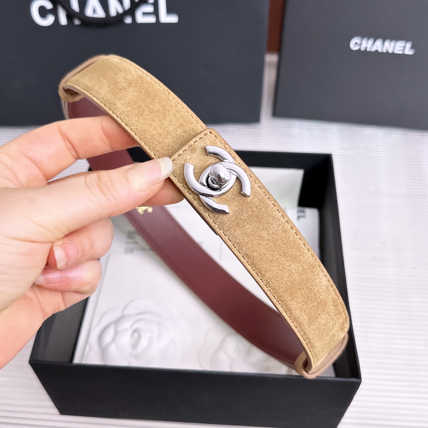 💥💥💥3.0cm香奈儿CHANEL腰带，双面头层牛皮，长度:均码:可自行调节，转动铜五金扣开模定制💥💥💥