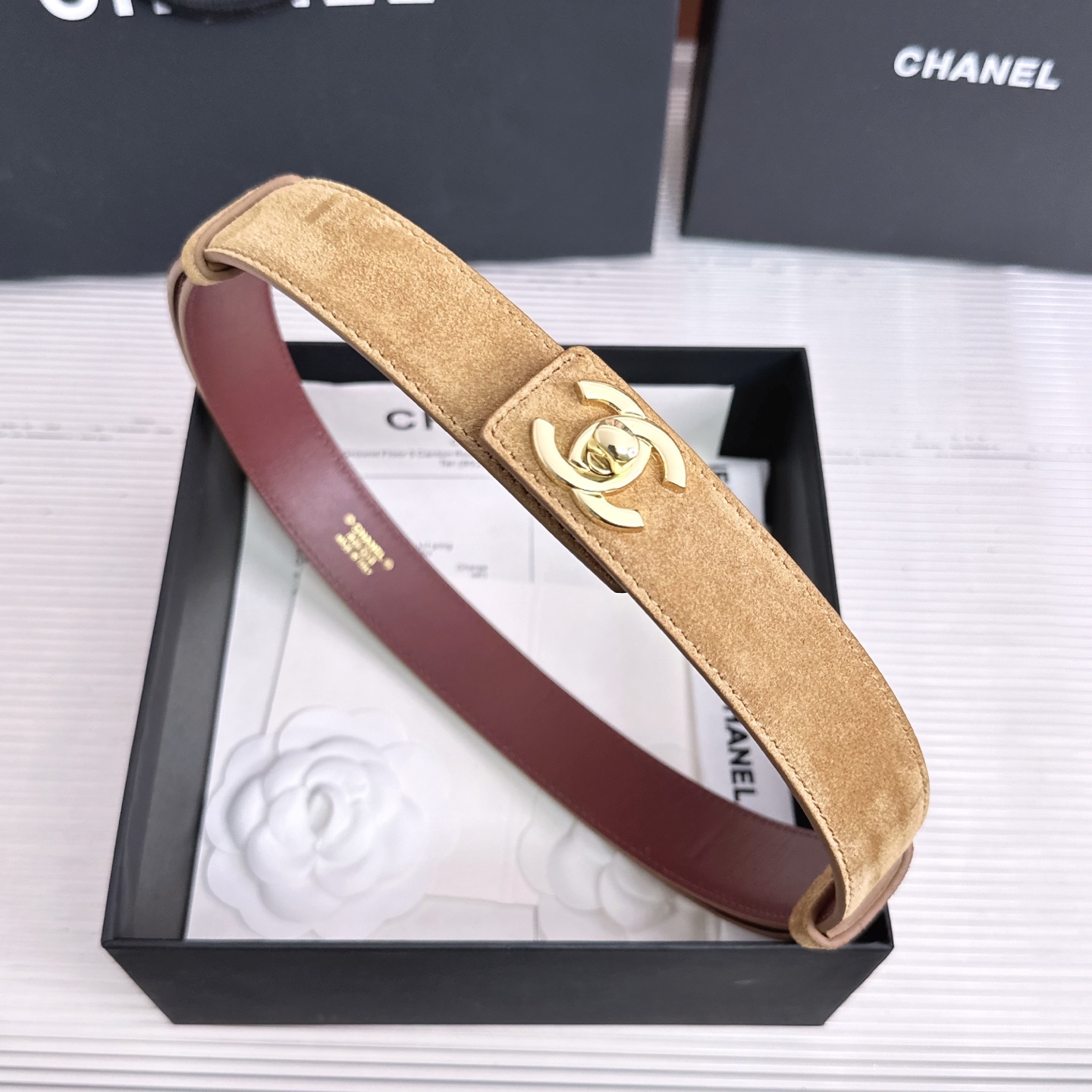 💥💥💥3.0cm香奈儿CHANEL腰带，双面头层牛皮，长度:均码:可自行调节，转动铜五金扣开模定制💥💥💥