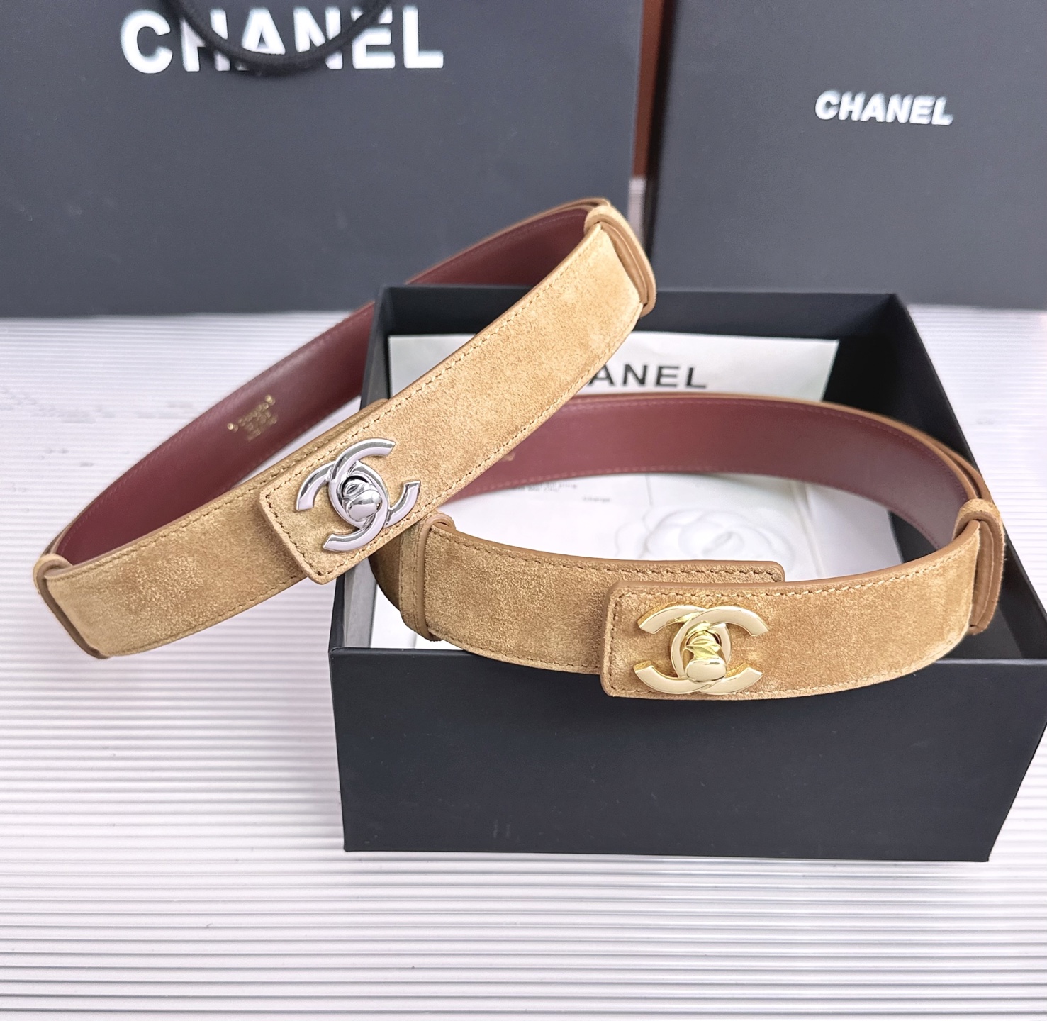 💥💥💥3.0cm香奈儿CHANEL腰带，双面头层牛皮，长度:均码:可自行调节，转动铜五金扣开模定制💥💥💥