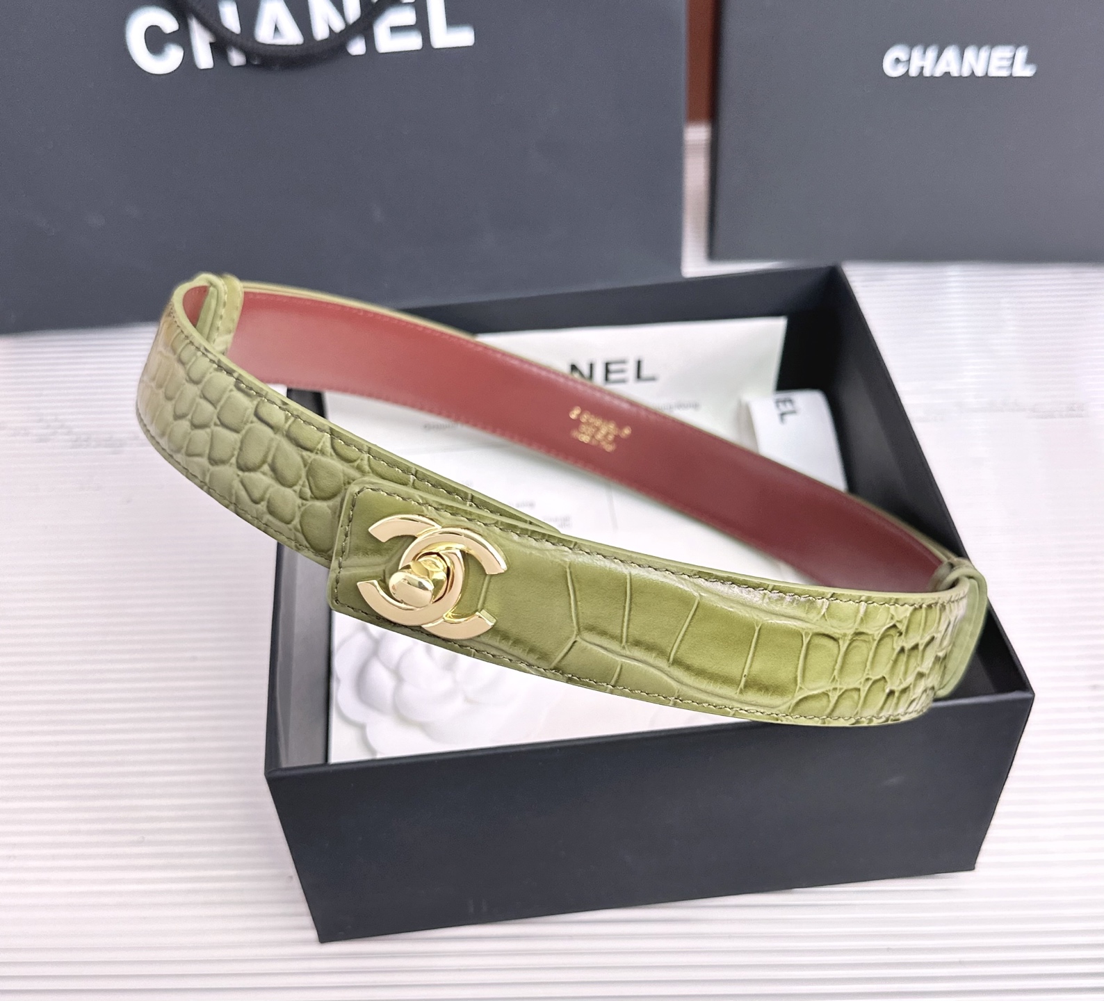 💥💥💥3.0cm香奈儿CHANEL腰带，双面头层牛皮，长度:均码:可自行调节，转动铜五金扣开模定制💥💥💥