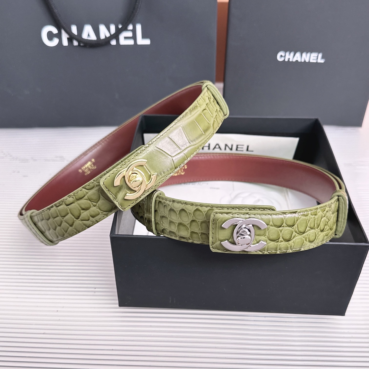 💥💥💥3.0cm香奈儿CHANEL腰带，双面头层牛皮，长度:均码:可自行调节，转动铜五金扣开模定制💥💥💥