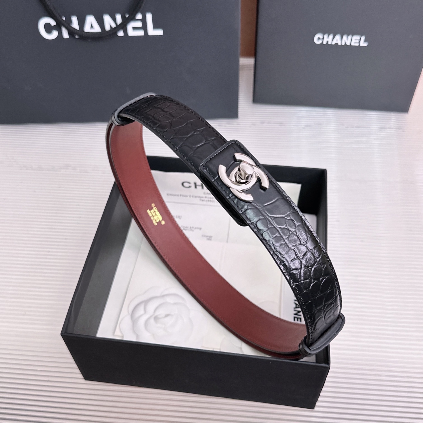 💥💥💥3.0cm香奈儿CHANEL腰带，双面头层牛皮，长度:均码:可自行调节，转动铜五金扣开模定制💥💥💥