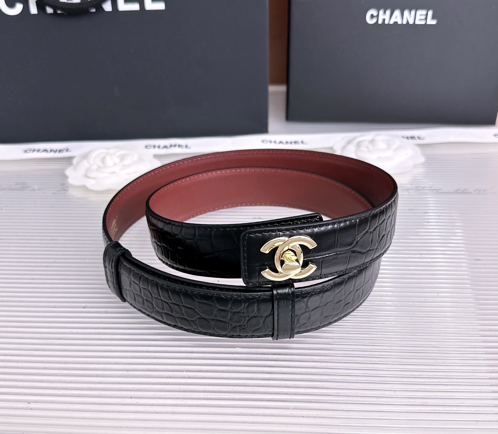 💥💥💥3.0cm香奈儿CHANEL腰带，双面头层牛皮，长度:均码:可自行调节，转动铜五金扣开模定制💥💥💥