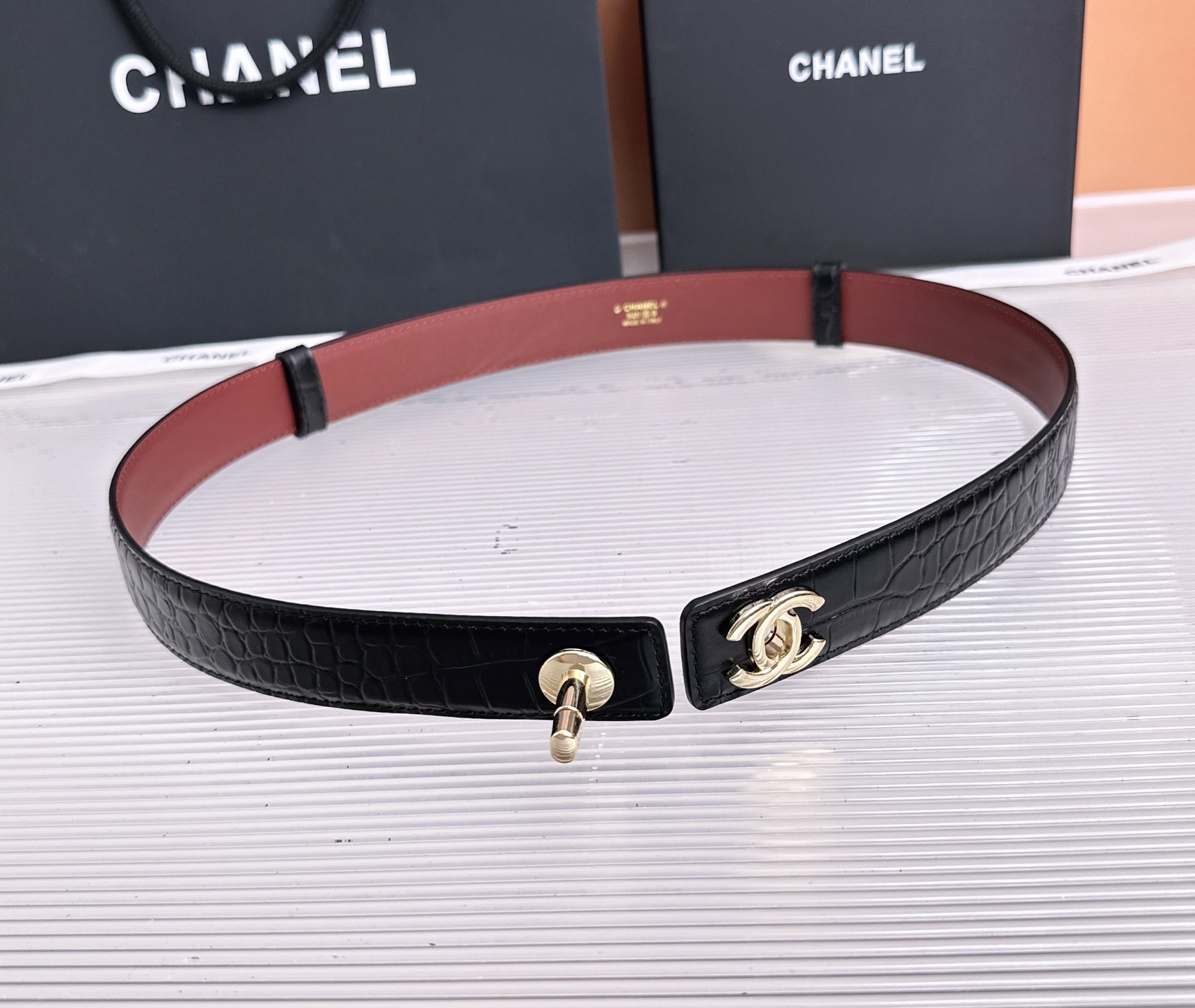 💥💥💥3.0cm香奈儿CHANEL腰带，双面头层牛皮，长度:均码:可自行调节，转动铜五金扣开模定制💥💥💥