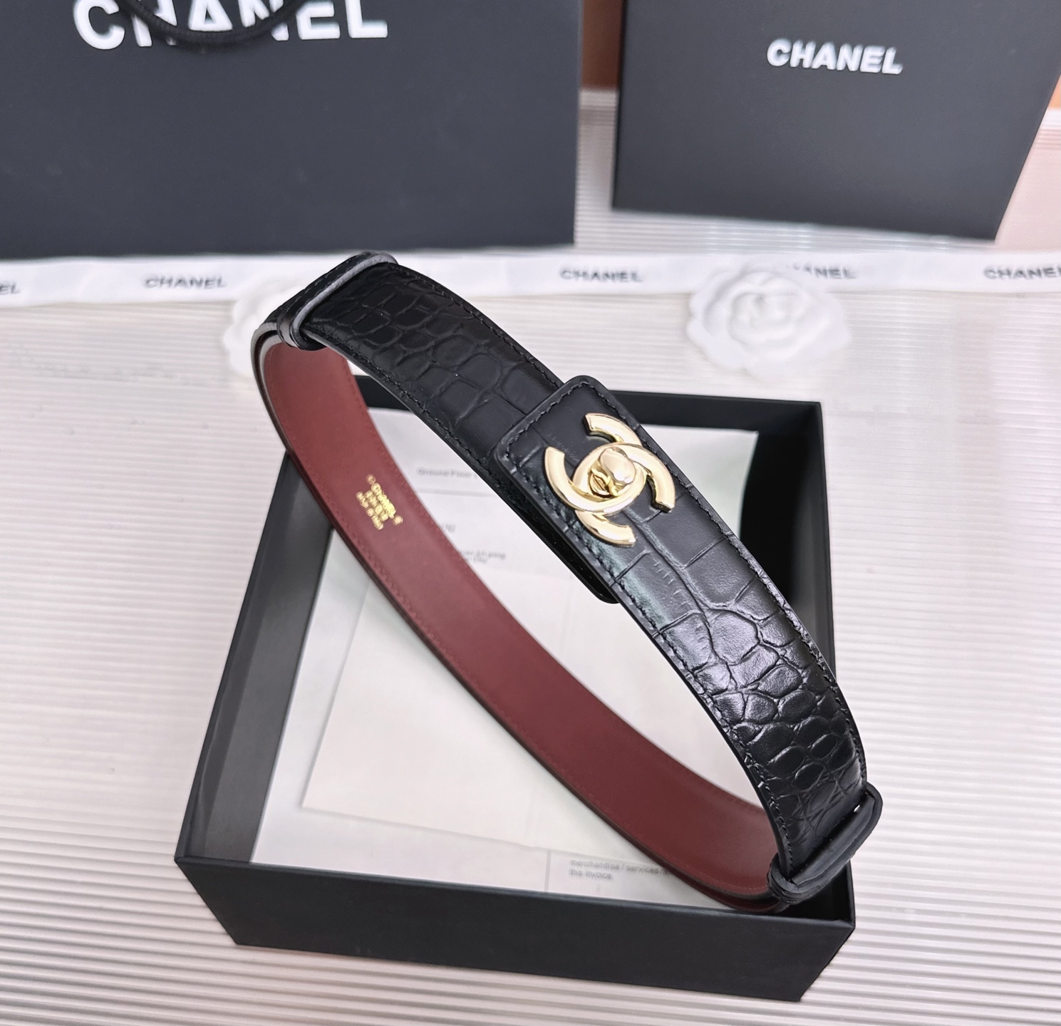 💥💥💥3.0cm香奈儿CHANEL腰带，双面头层牛皮，长度:均码:可自行调节，转动铜五金扣开模定制💥💥💥