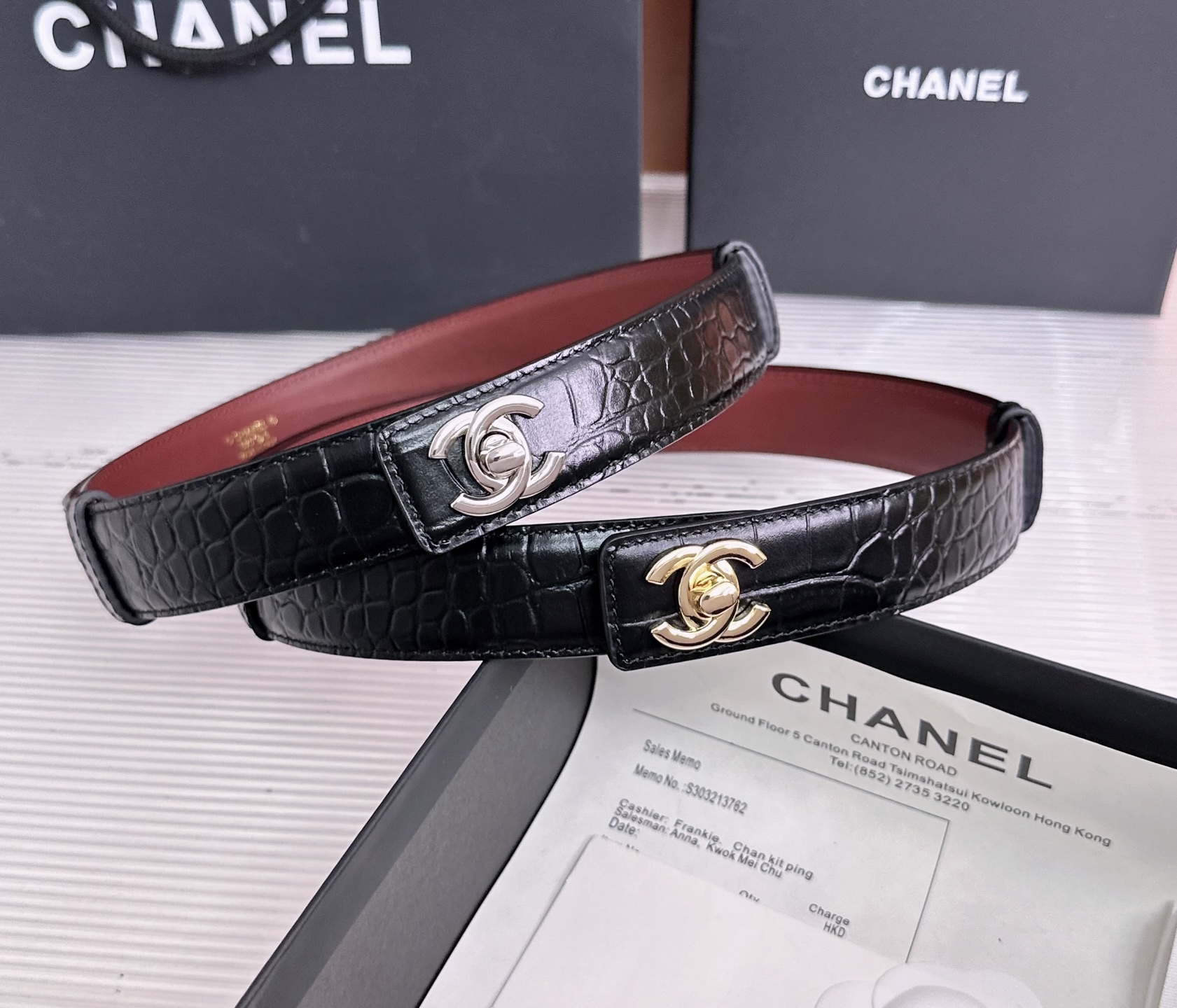 💥💥💥3.0cm香奈儿CHANEL腰带，双面头层牛皮，长度:均码:可自行调节，转动铜五金扣开模定制💥💥💥