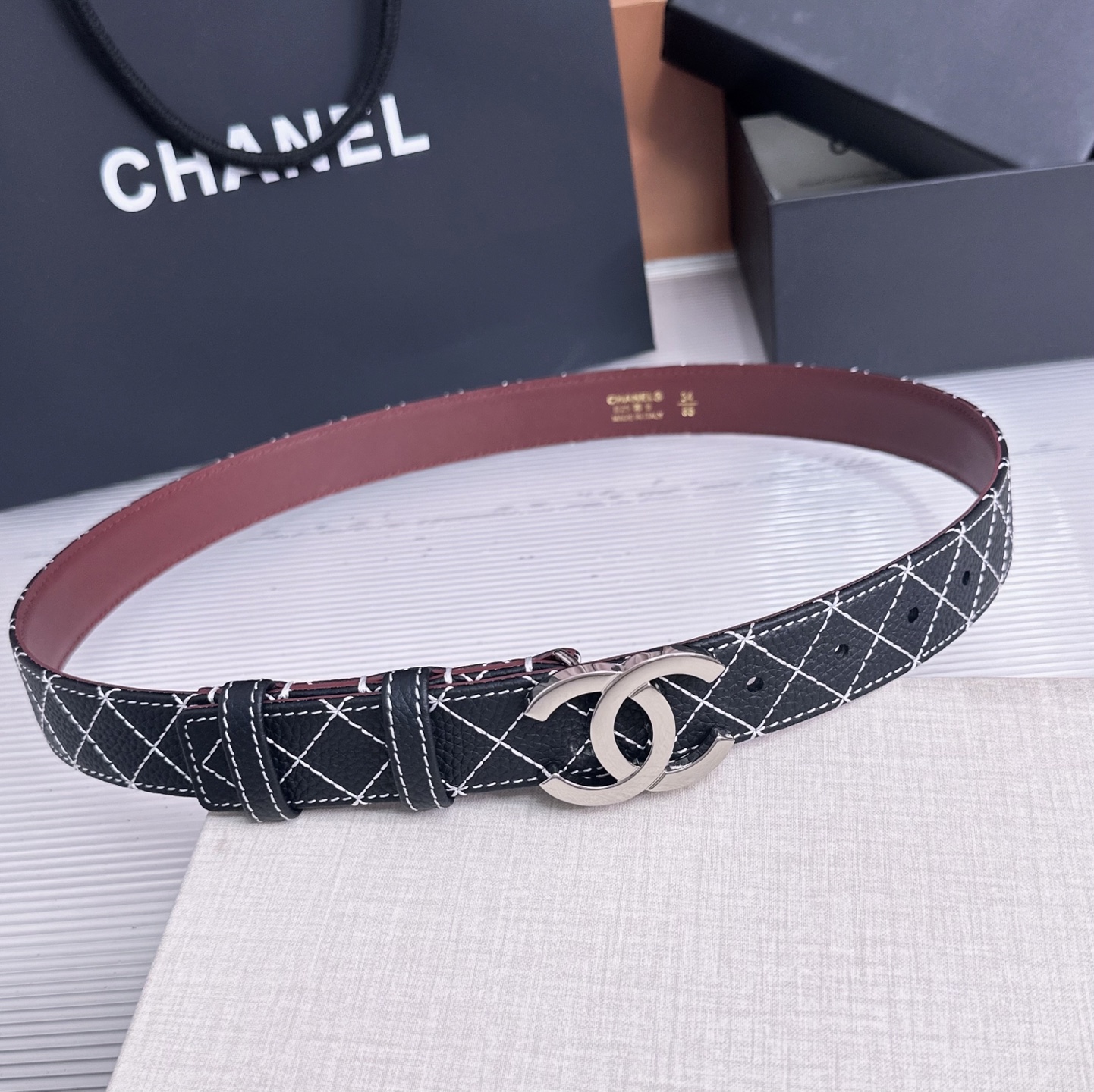 💥💥💥3.0cm香奈儿CHANEL腰带，双面头层牛皮，长度:均码:75.80.85.90.95.100.105欧，铜五金