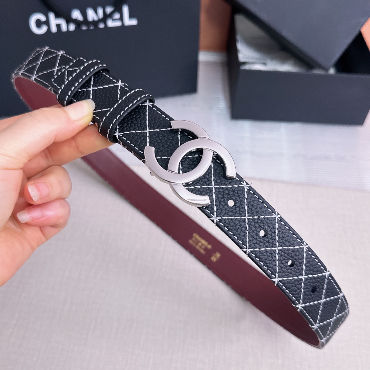 💥💥💥3.0cm香奈儿CHANEL腰带，双面头层牛皮，长度:均码:75.80.85.90.95.100.105欧，铜五金