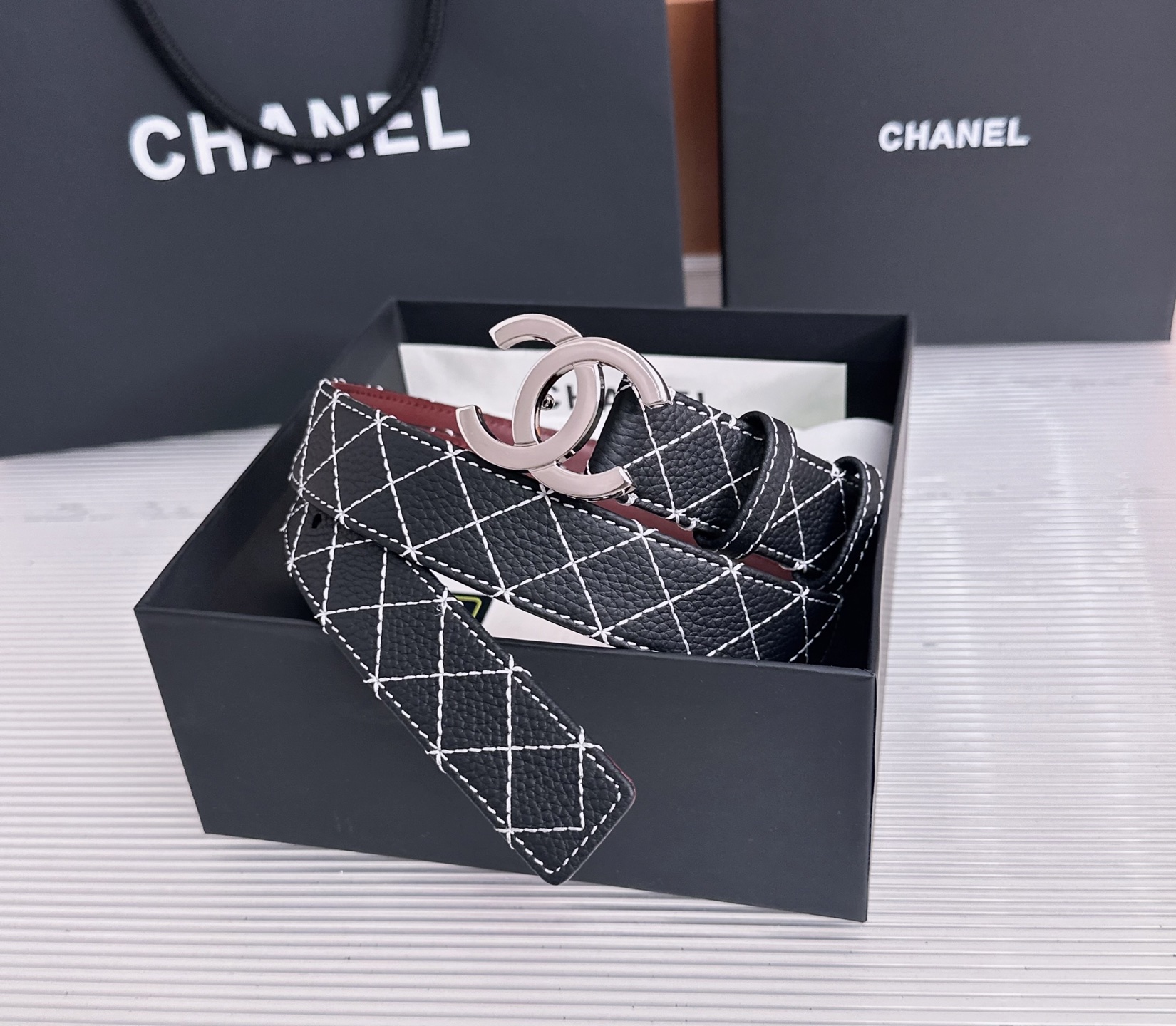 💥💥💥3.0cm香奈儿CHANEL腰带，双面头层牛皮，长度:均码:75.80.85.90.95.100.105欧，铜五金