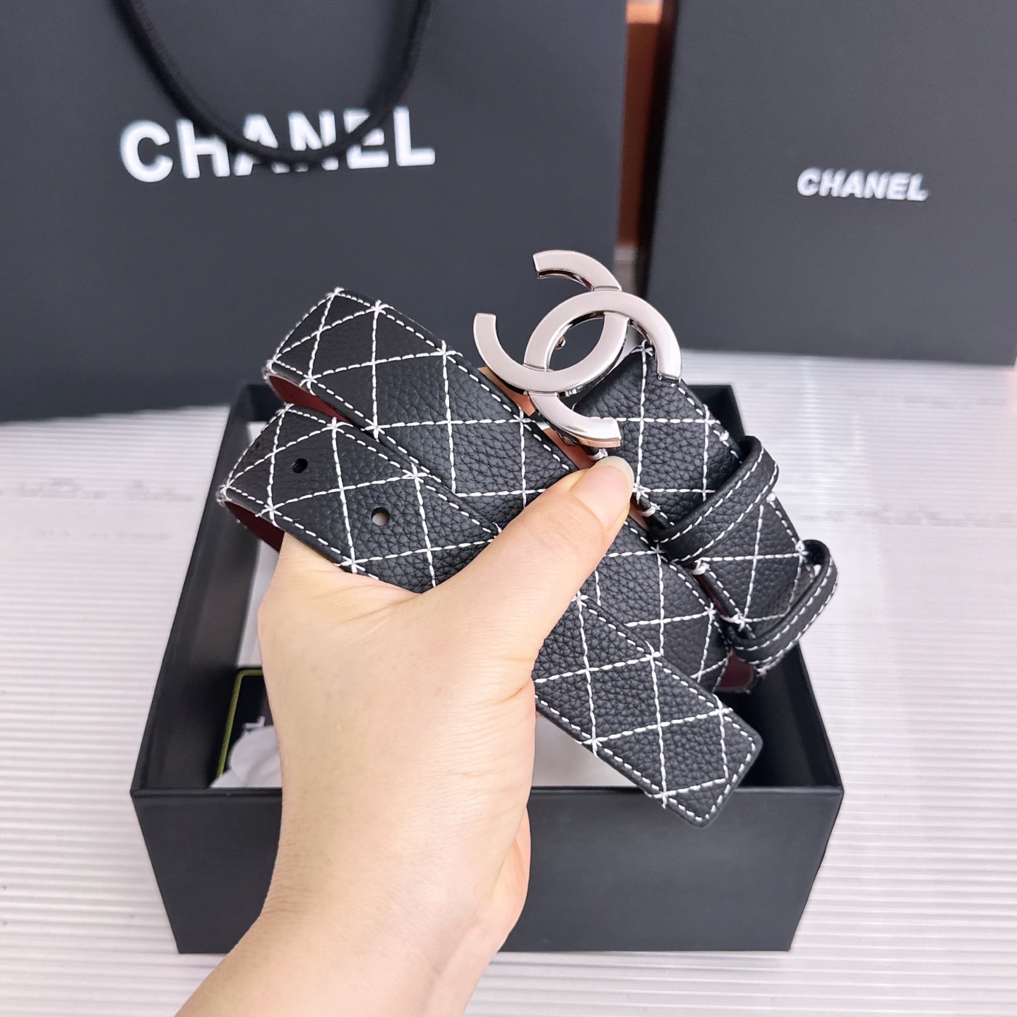 💥💥💥3.0cm香奈儿CHANEL腰带，双面头层牛皮，长度:均码:75.80.85.90.95.100.105欧，铜五金