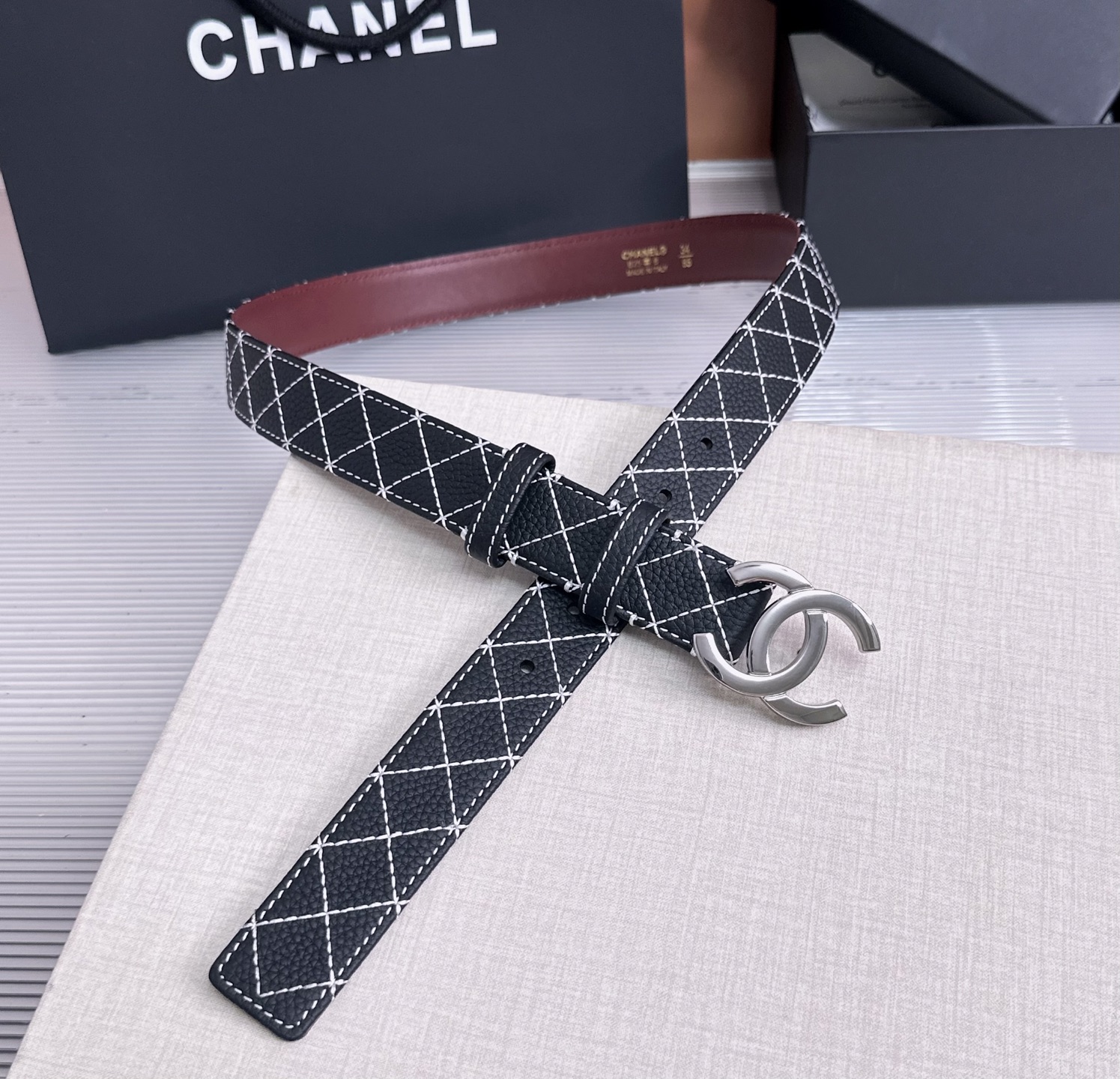 💥💥💥3.0cm香奈儿CHANEL腰带，双面头层牛皮，长度:均码:75.80.85.90.95.100.105欧，铜五金
