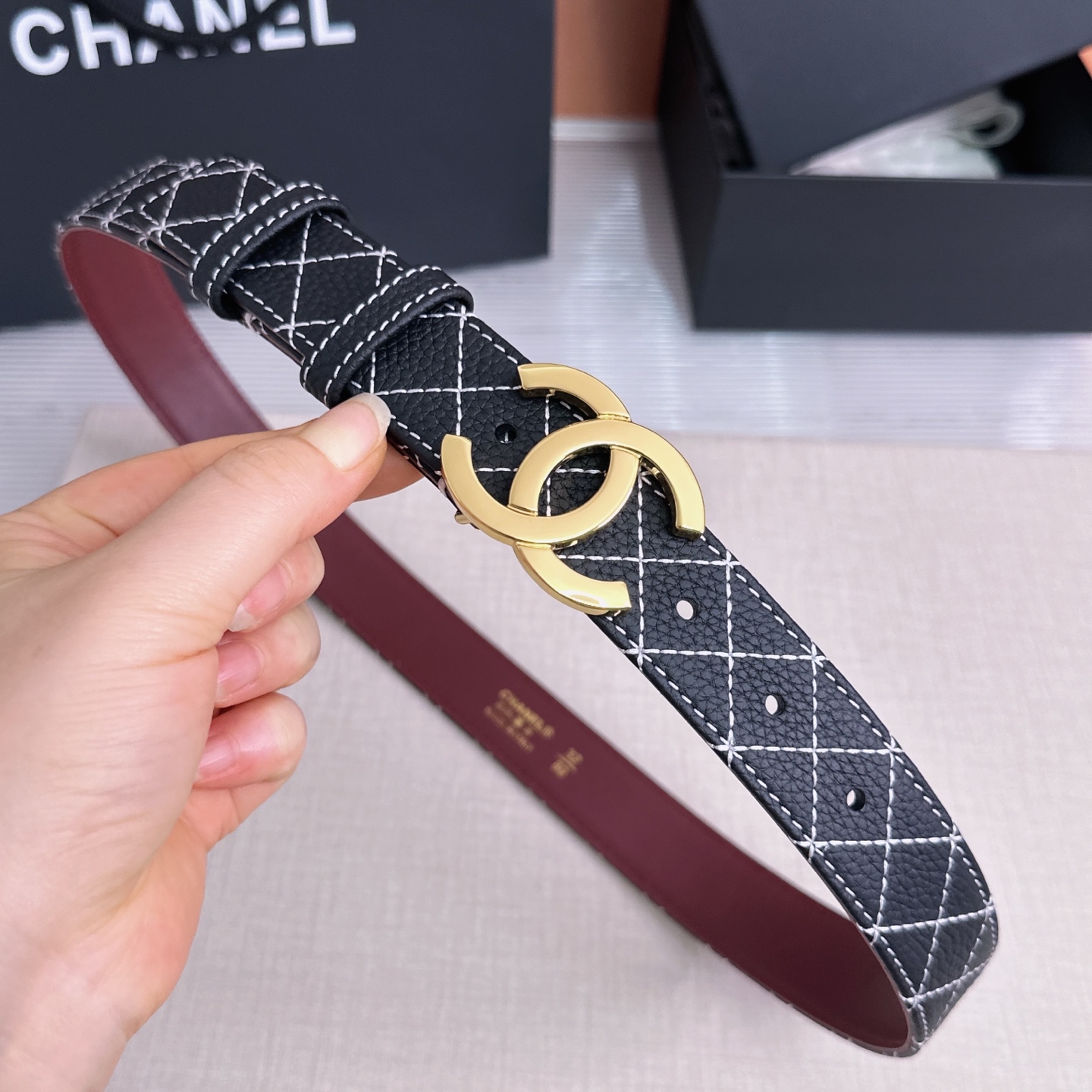 💥💥💥3.0cm香奈儿CHANEL腰带，双面头层牛皮，长度:均码:75.80.85.90.95.100.105欧，铜五金