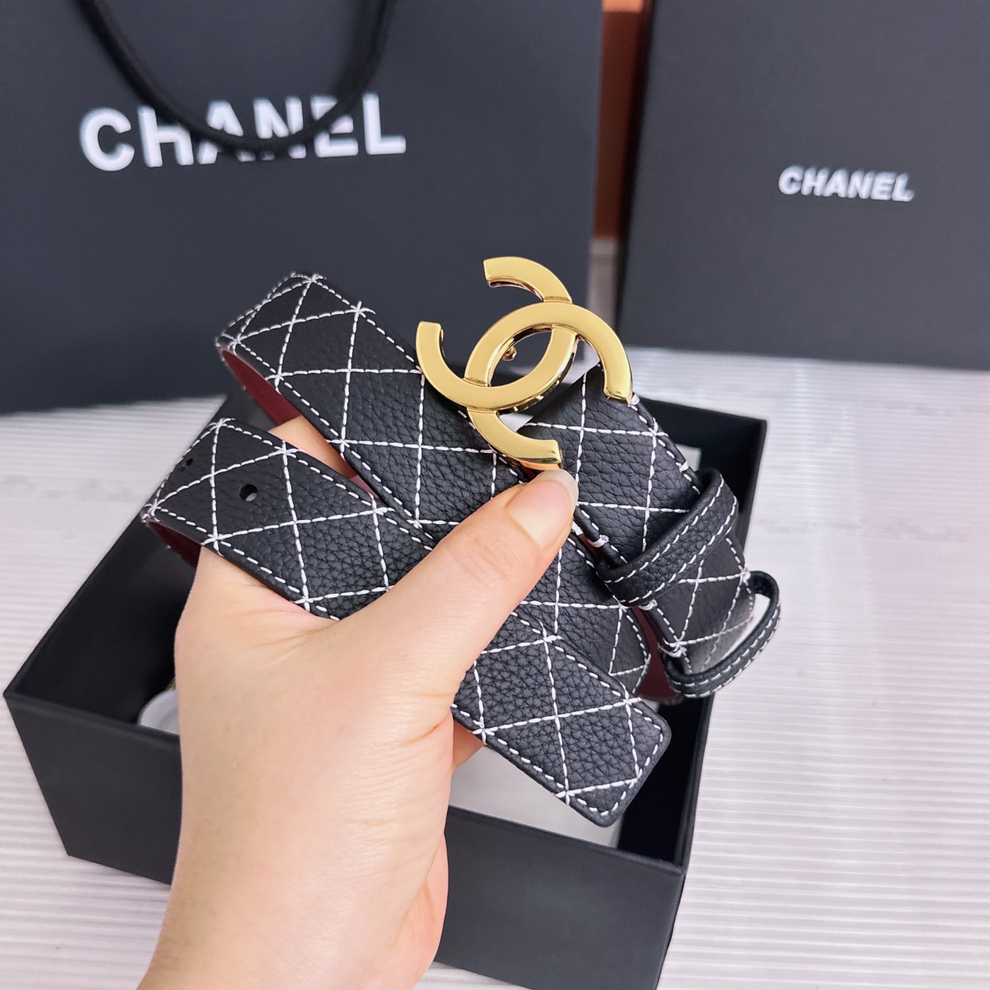 💥💥💥3.0cm香奈儿CHANEL腰带，双面头层牛皮，长度:均码:75.80.85.90.95.100.105欧，铜五金
