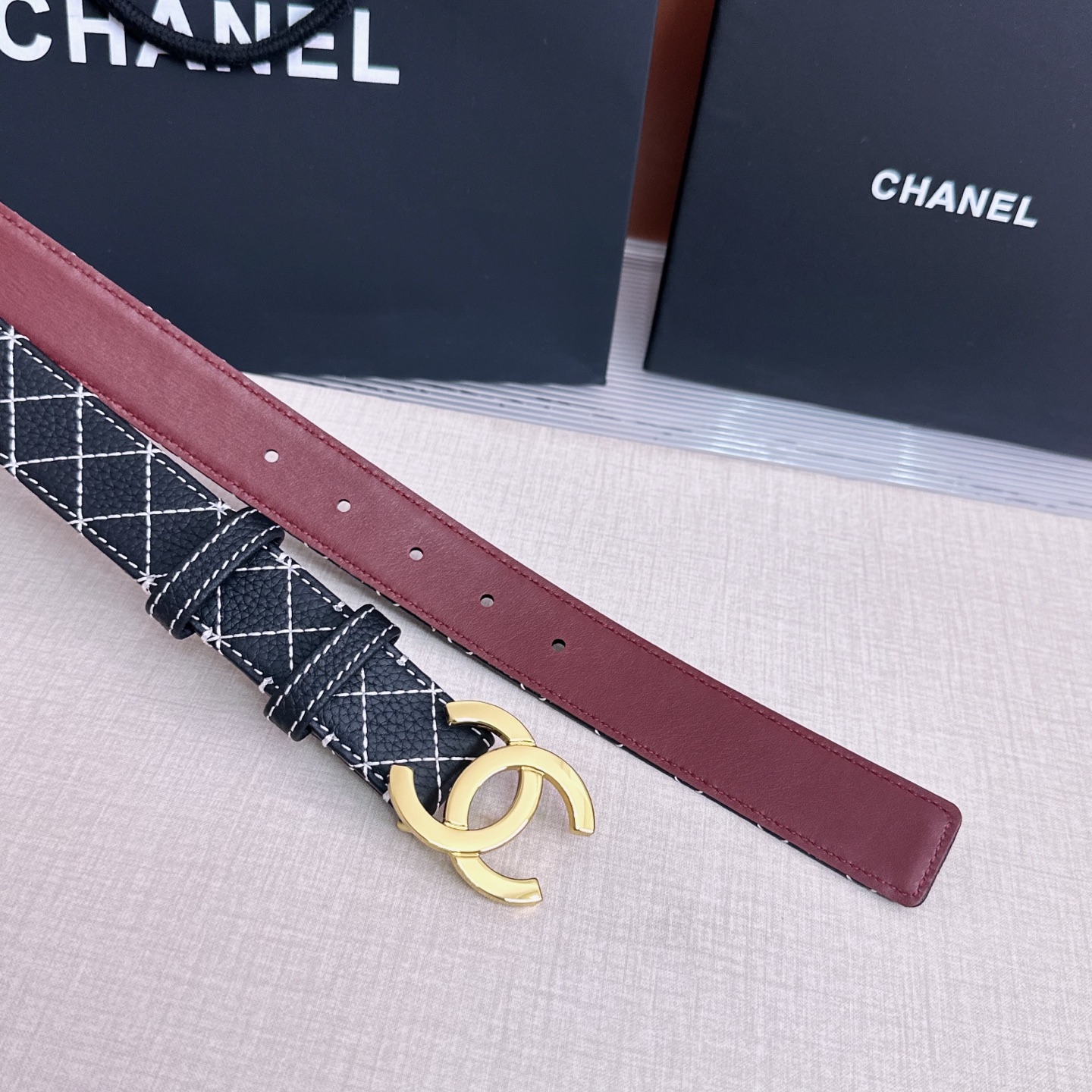 💥💥💥3.0cm香奈儿CHANEL腰带，双面头层牛皮，长度:均码:75.80.85.90.95.100.105欧，铜五金