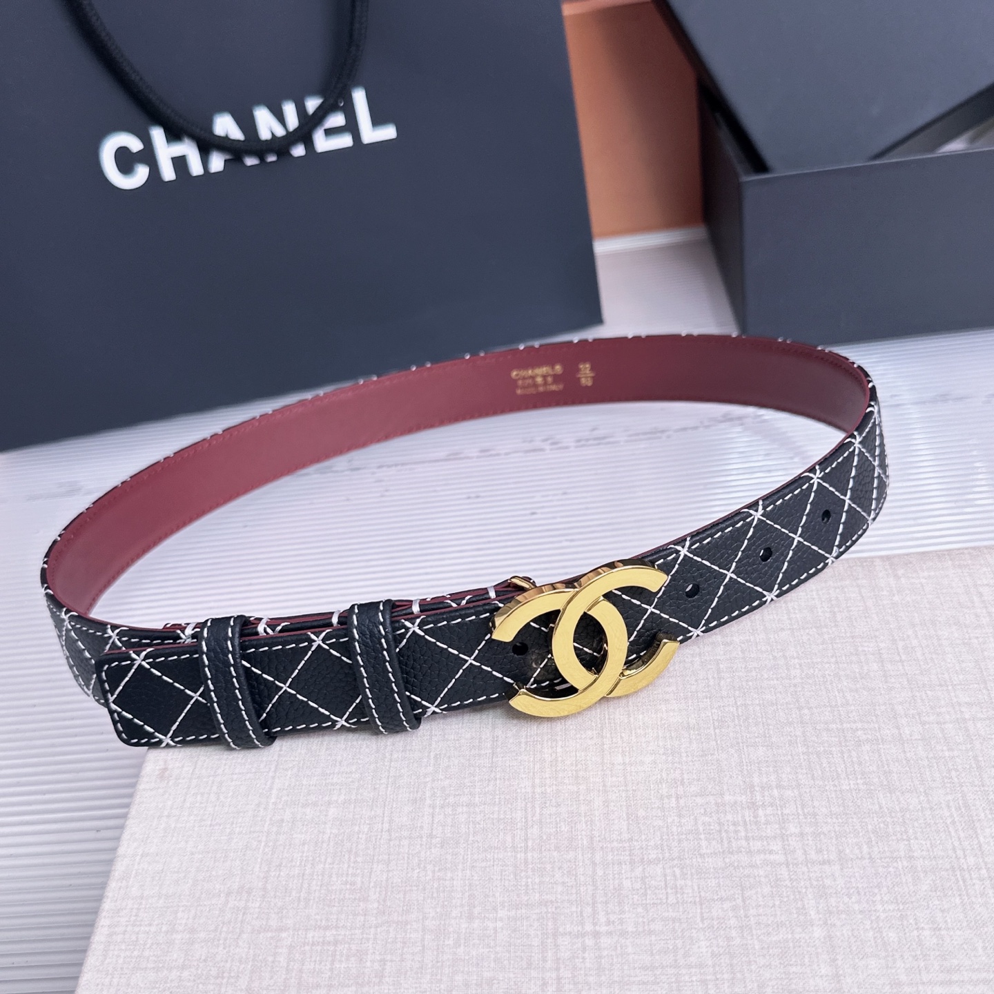 💥💥💥3.0cm香奈儿CHANEL腰带，双面头层牛皮，长度:均码:75.80.85.90.95.100.105欧，铜五金