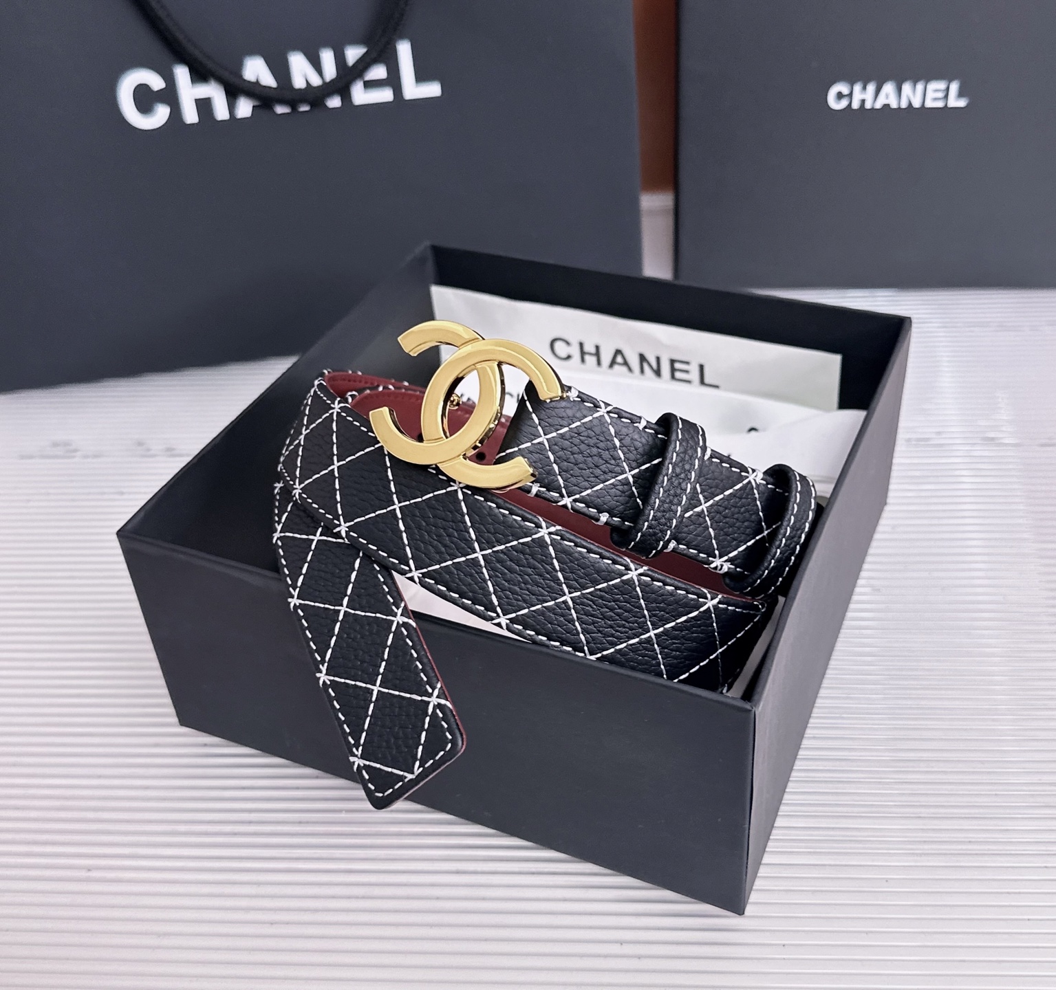 💥💥💥3.0cm香奈儿CHANEL腰带，双面头层牛皮，长度:均码:75.80.85.90.95.100.105欧，铜五金